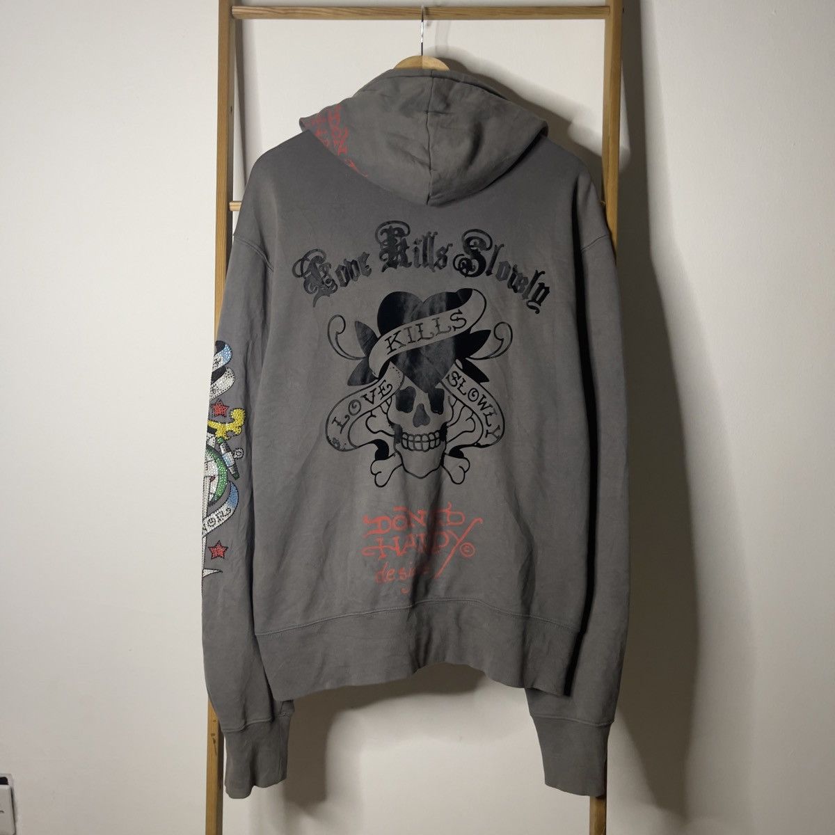 Christian Audigier × Ed Hardy × Vintage Crazy ed hardy Tattoo new york All over logo Zipper Hoodie Size US S / EU 44-46 / 1 - 1 Thumbnail