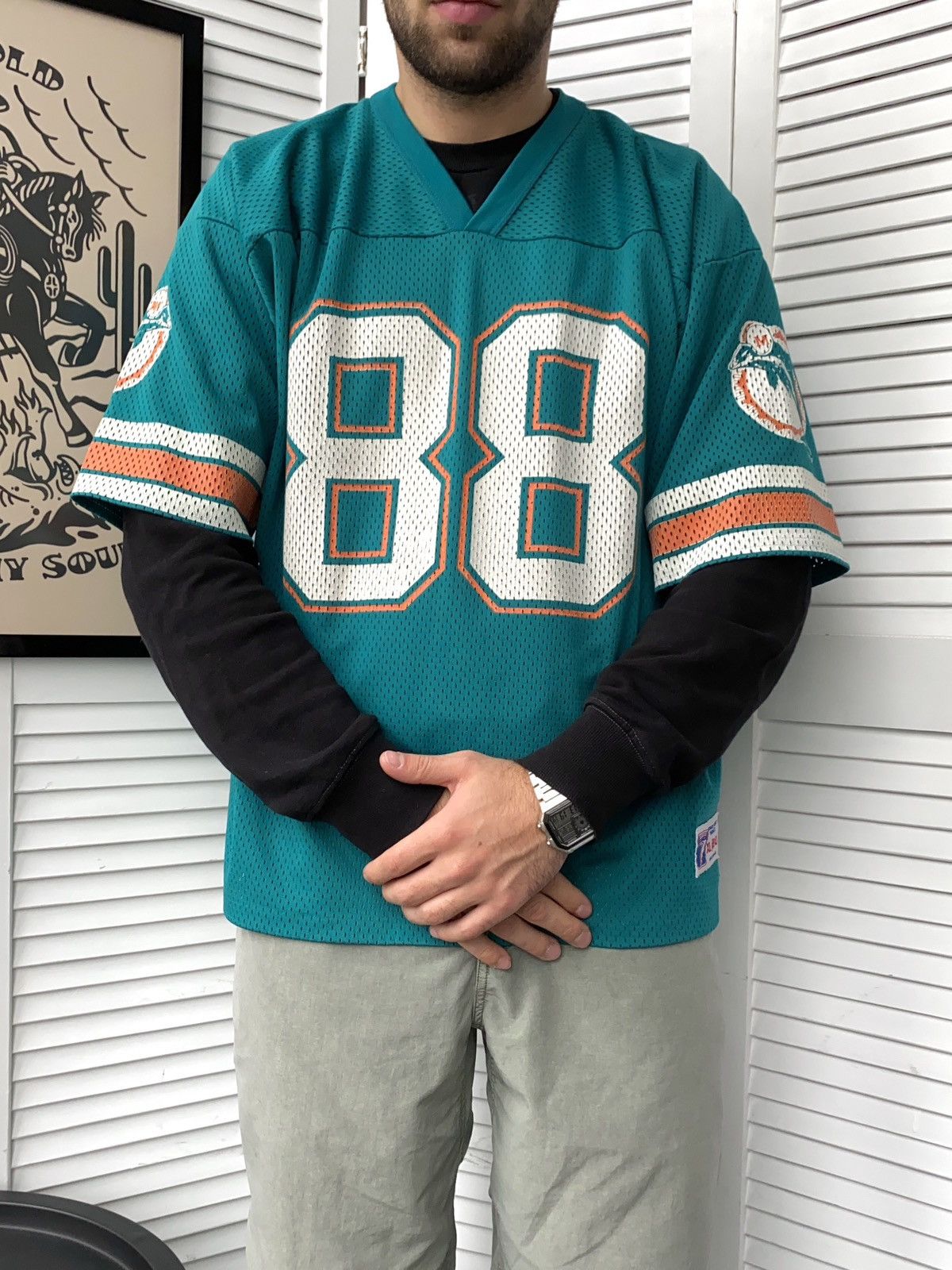 Logo 7 × NFL × Vintage Vintage 90s Miami Dolphins #88 Mike Gesicki Logo7 NFL Jersey Size US XL / EU 56 / 4 - 2 Thumbnail