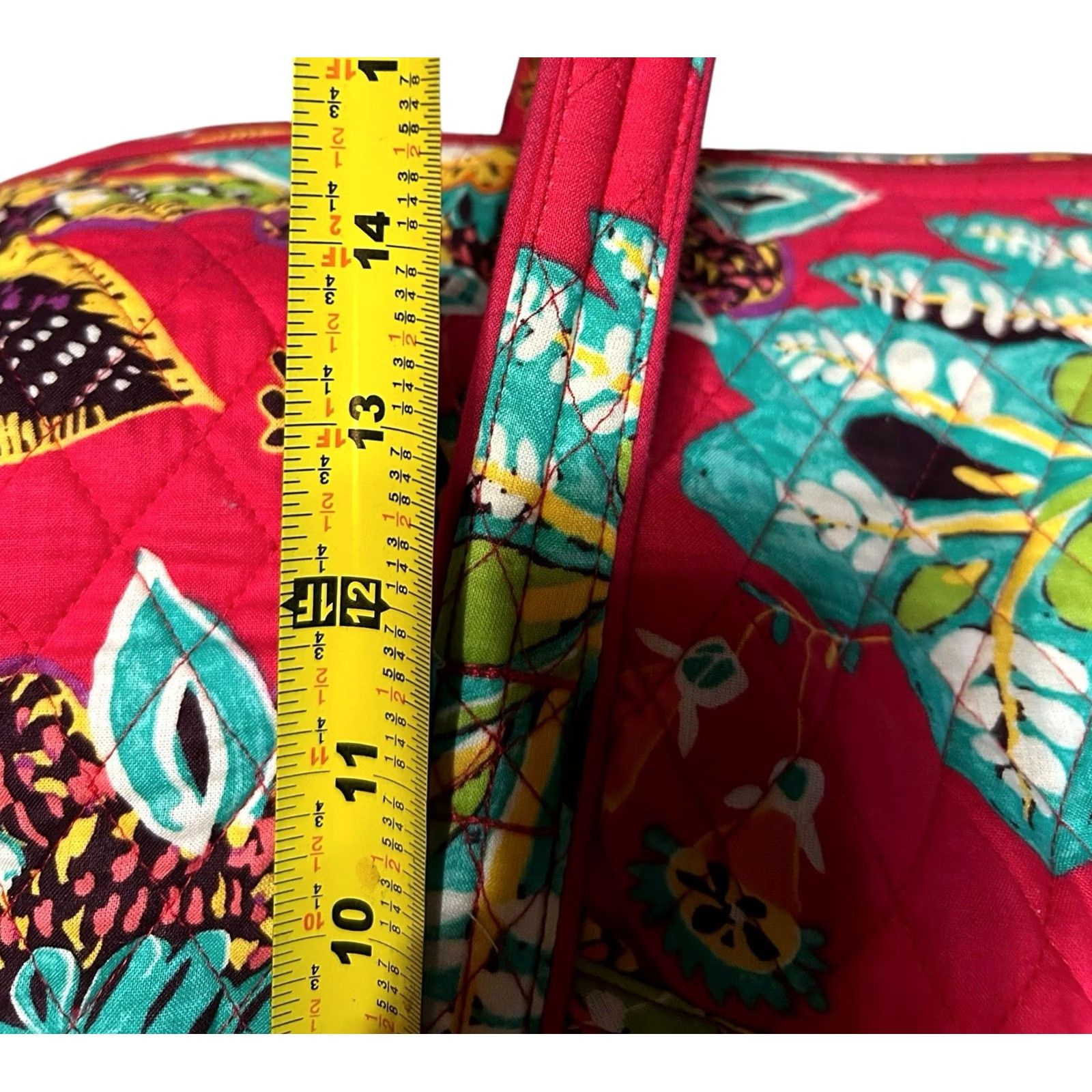 Vintage Vera Bradley Weekender Large Travel Duffel Bag Rumba Red Teal Floral Women's Luggage - Symphony In Hue Pattern Quilted Bag Size ONE SIZE - 6 Thumbnail