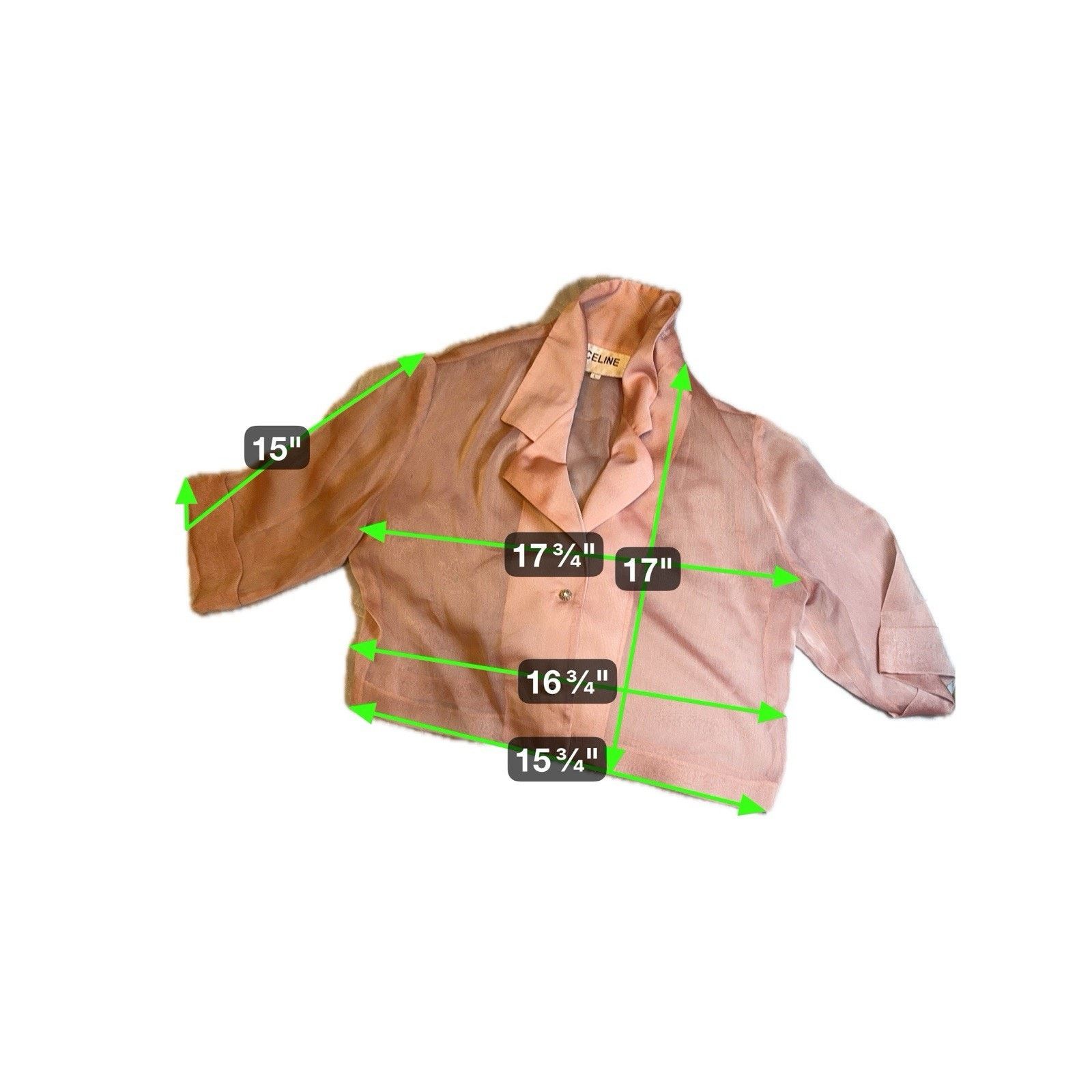 Celine CELINE Sheer Silk Blouse Pink Cropped Women’s Size L Size L / US 10 / IT 46 - 2 Thumbnail