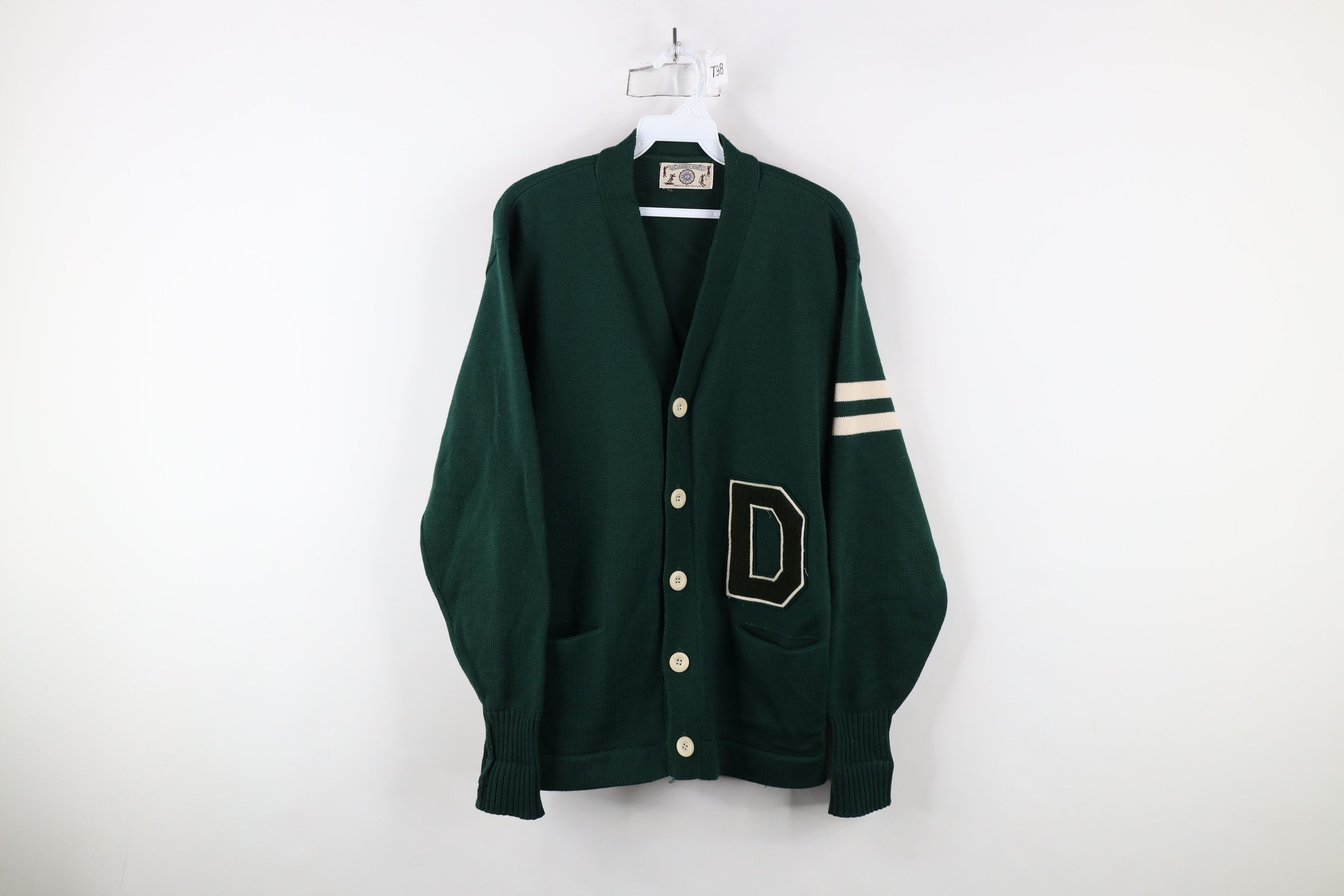 Vintage Vintage 90s Streetwear Varsity Letterman Cardigan Sweater Size US L / EU 52-54 / 3 - 1 Thumbnail