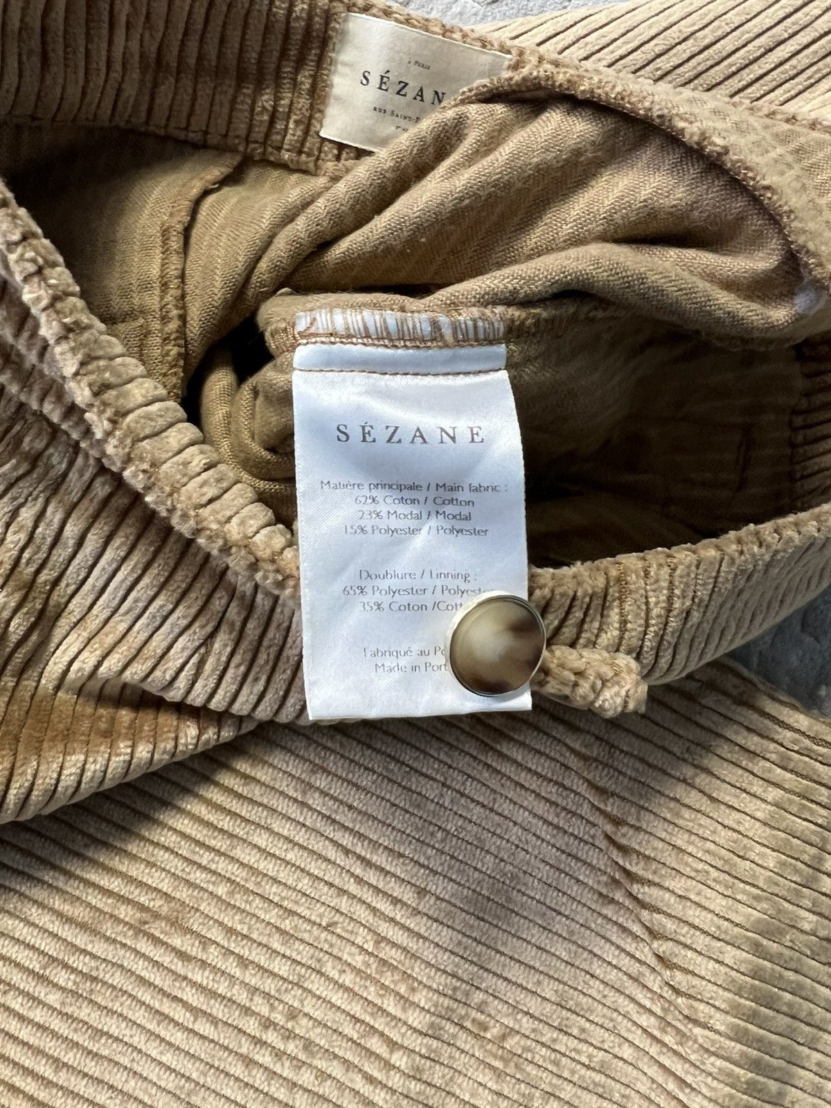 Sezane Sezane velvet beige pants luxury basic striped Portugal Size 24" / US 00 / IT 34 - 6 Thumbnail