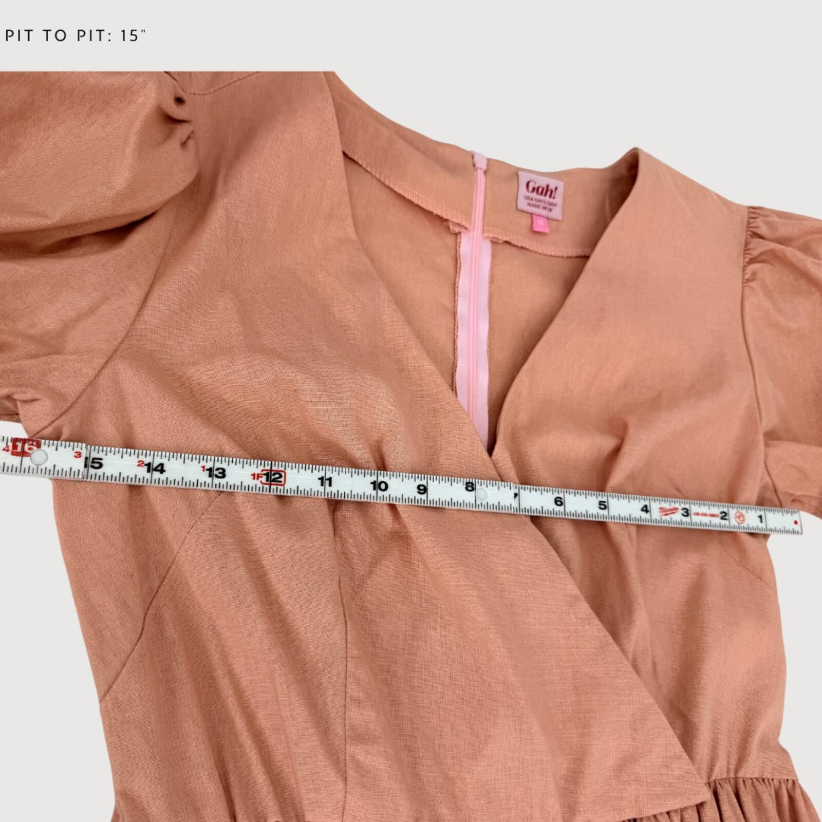 Other Lisa Says Gah Topanga Linen Dress Pink Puff Sleeve M Size 32" / US 10 / IT 46 - 8 Thumbnail