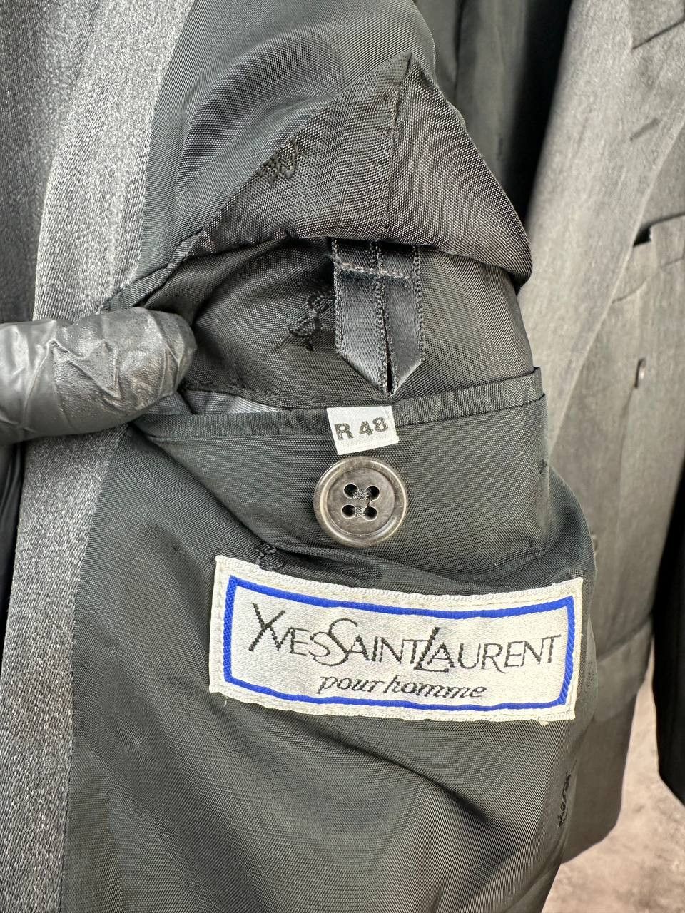 Yves Saint Laurent Yves Saint Laurent Pour Homme VTG Gray Double-Breasted Suit Size 48R - 20 Thumbnail
