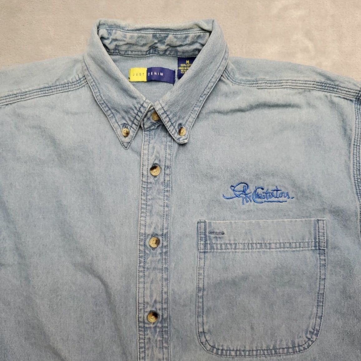 Denime VINTAGE Just Denim Shirt Men M Blue Faded Long Sleeve 100% Cotton Y2K Chesterton Size US M / EU 48-50 / 2 - 4 Thumbnail