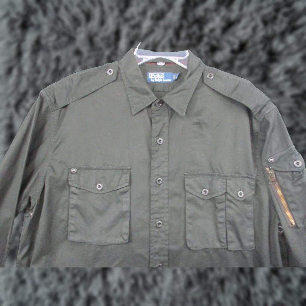 Polo Ralph Lauren Polo Ralph Lauren R2 Military Shirt XL Black Loop Collar Metal Zipper Shirt Mens XL Black Polo Ralph Lauren R2 Military Shirt Metal Zipper Loop Collar Size US XL / EU 56 / 4 - 1 Thumbnail