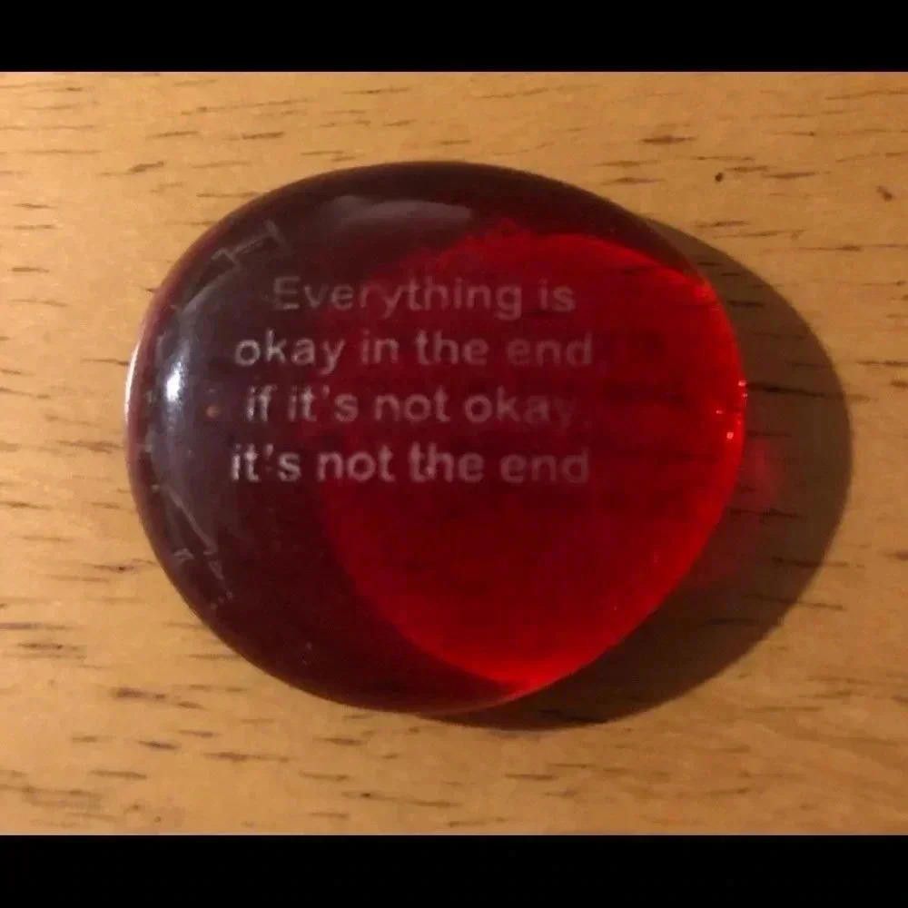 Designer Inspirational Red Pocket Stone with Quote Size ONE SIZE - 2 Thumbnail