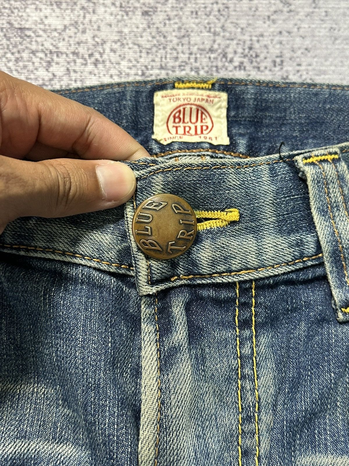 Edwin 2000s Flare Edwin Blue Trip Mud Wash Buckle Back Denim Jeans Size US 29 - 9 Thumbnail