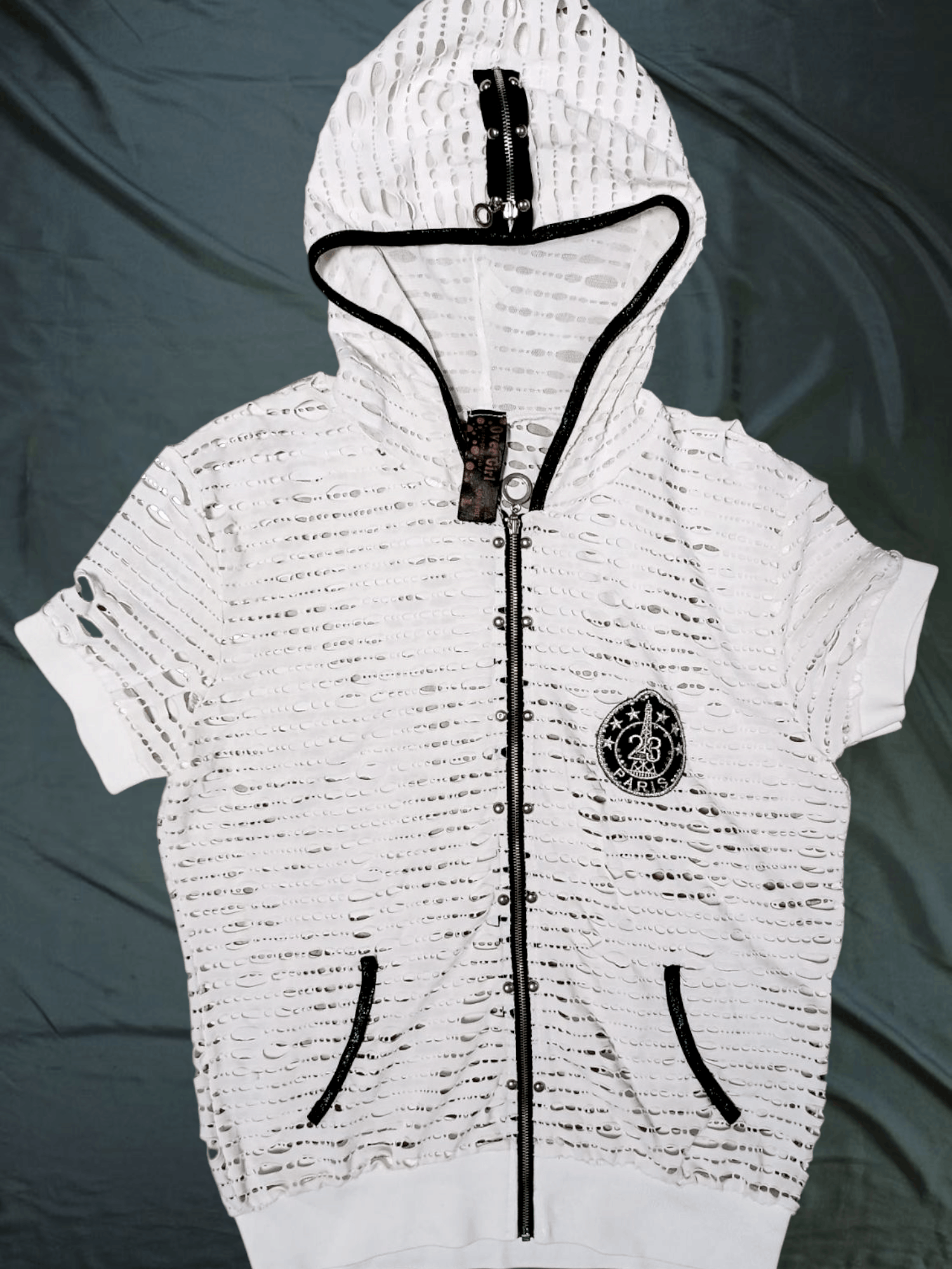 Other Distressed Shirt punk style OVER GIRL Mesh Zip Hoodie Size US L / EU 52-54 / 3 - 19 Thumbnail