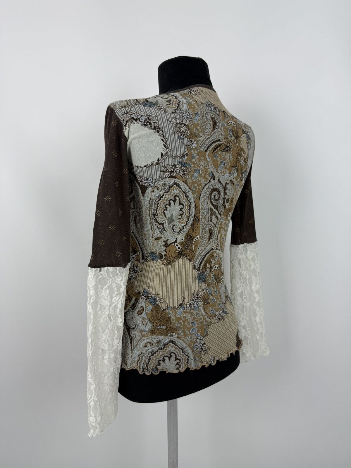 Vintage Y2K Vintage sOliver Boho Printed Mesh Crochet Sleeves Shirt Size M / US 6-8 / IT 42-44 - 10 Thumbnail