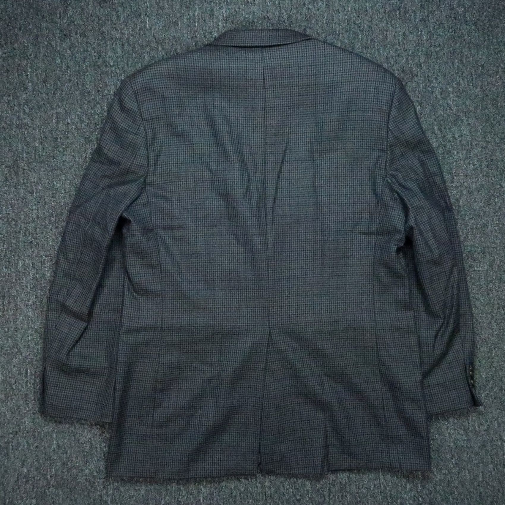 Ralph Lauren VINTAGE Lauren Ralph Lauren Blazer Mens 44L Gray Blue Houndstooth Wool LRL Sport Coat Size 44R - 5 Thumbnail