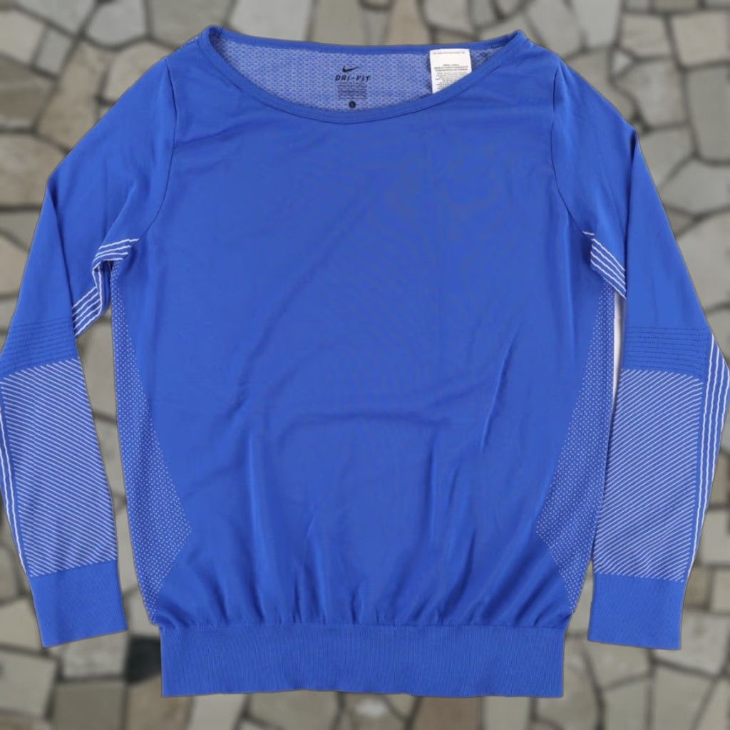 Nike Nike Dri-Fit Epic Crew Solid Long Sleeve Shirt Blue Women's L Size L / US 10 / IT 46 - 1 Thumbnail
