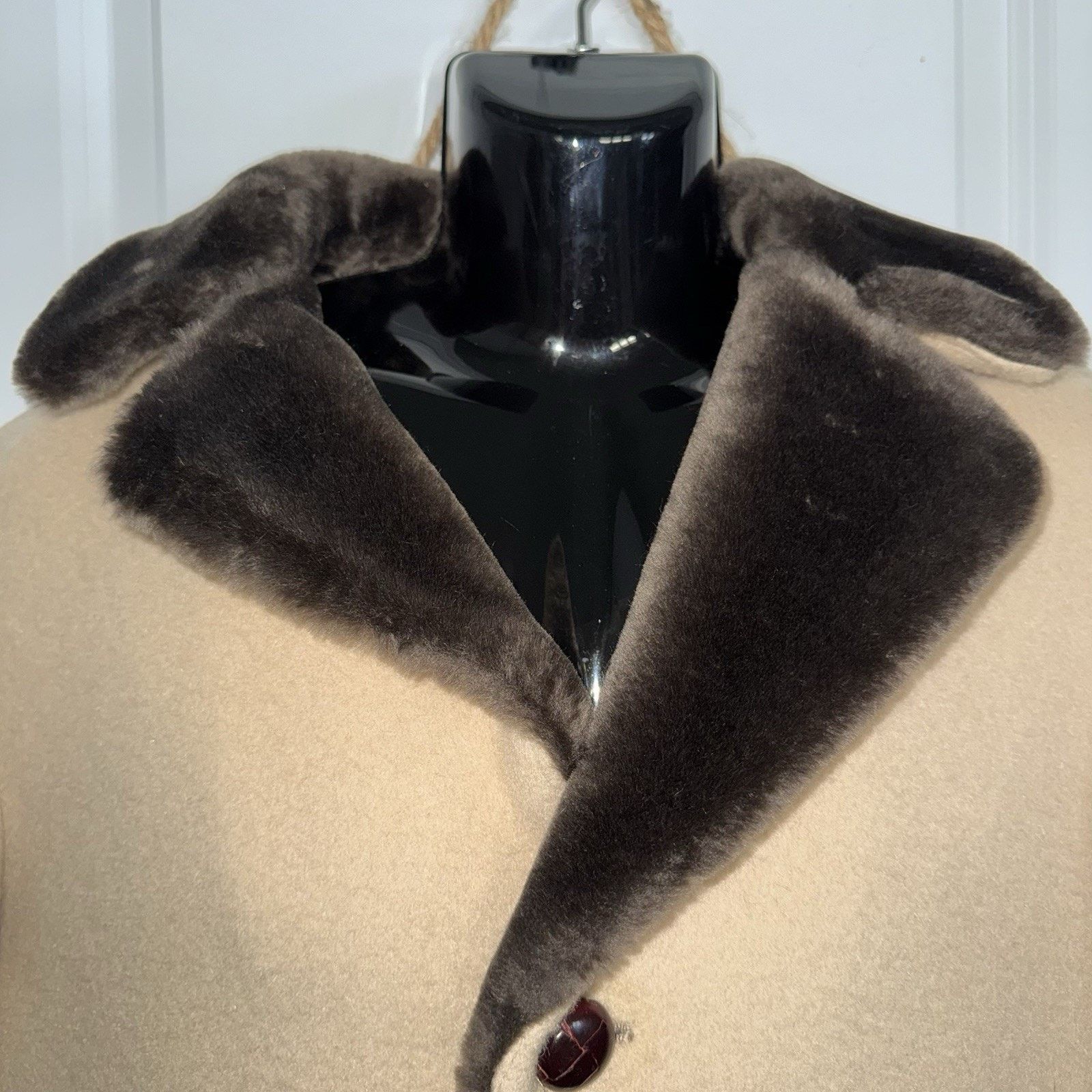 Pendleton Vintage Pendleton Mens 40 Camel Virgin Wool Coat Brown Fur Size US XXS / EU 40 - 3 Thumbnail