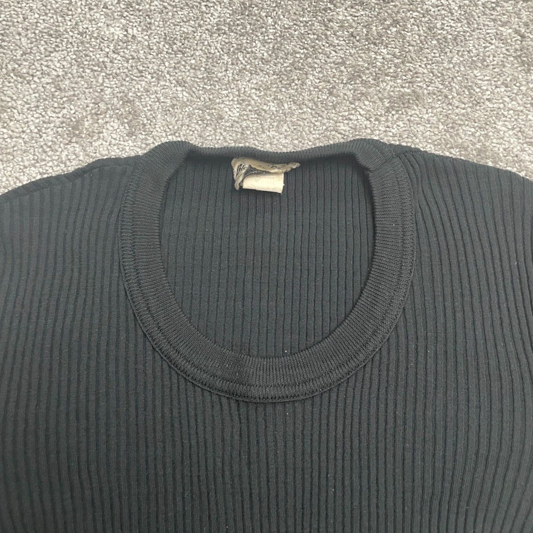Vintage Bleeker Street Vintage Ribbed Knitted Top Womens Medium Black Nylon Short Sleeve Size M / US 6-8 / IT 42-44 - 3 Thumbnail