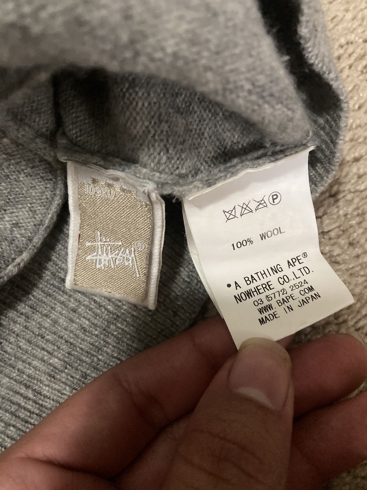 Bape × Stussy FW10 Bape Stussy Skull Logo Cardigan 2010 Gray Small Collab Size US S / EU 44-46 / 1 - 8 Thumbnail