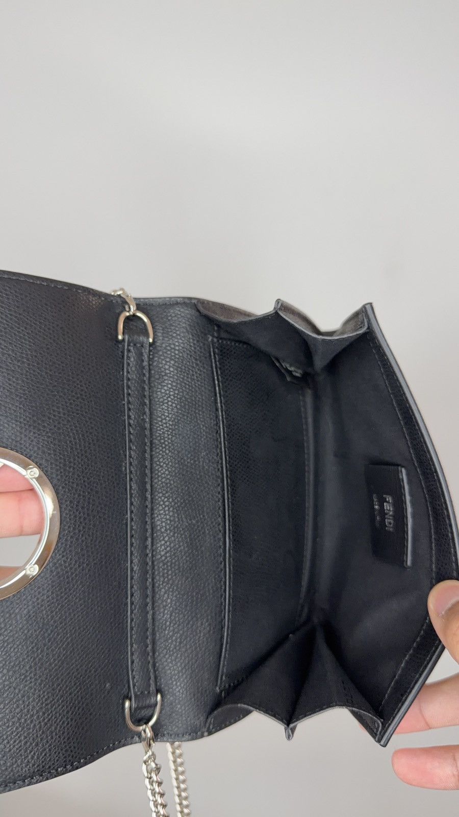 Fendi Fendi Black Leather Kan I Wallet On Chain Size ONE SIZE - 11 Thumbnail