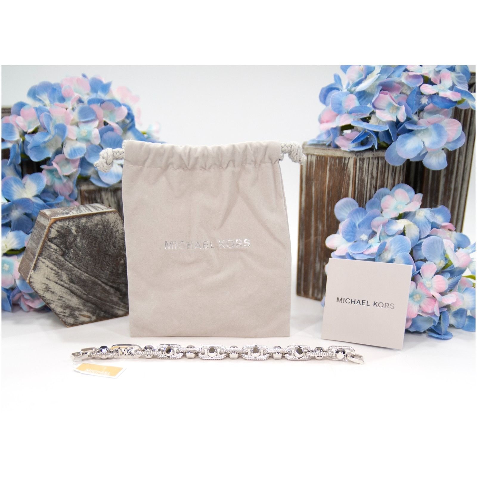 Michael Kors Michael Kors Astor Pave CZ Crystal Silver Plated Chain Brace Size ONE SIZE - 5 Thumbnail