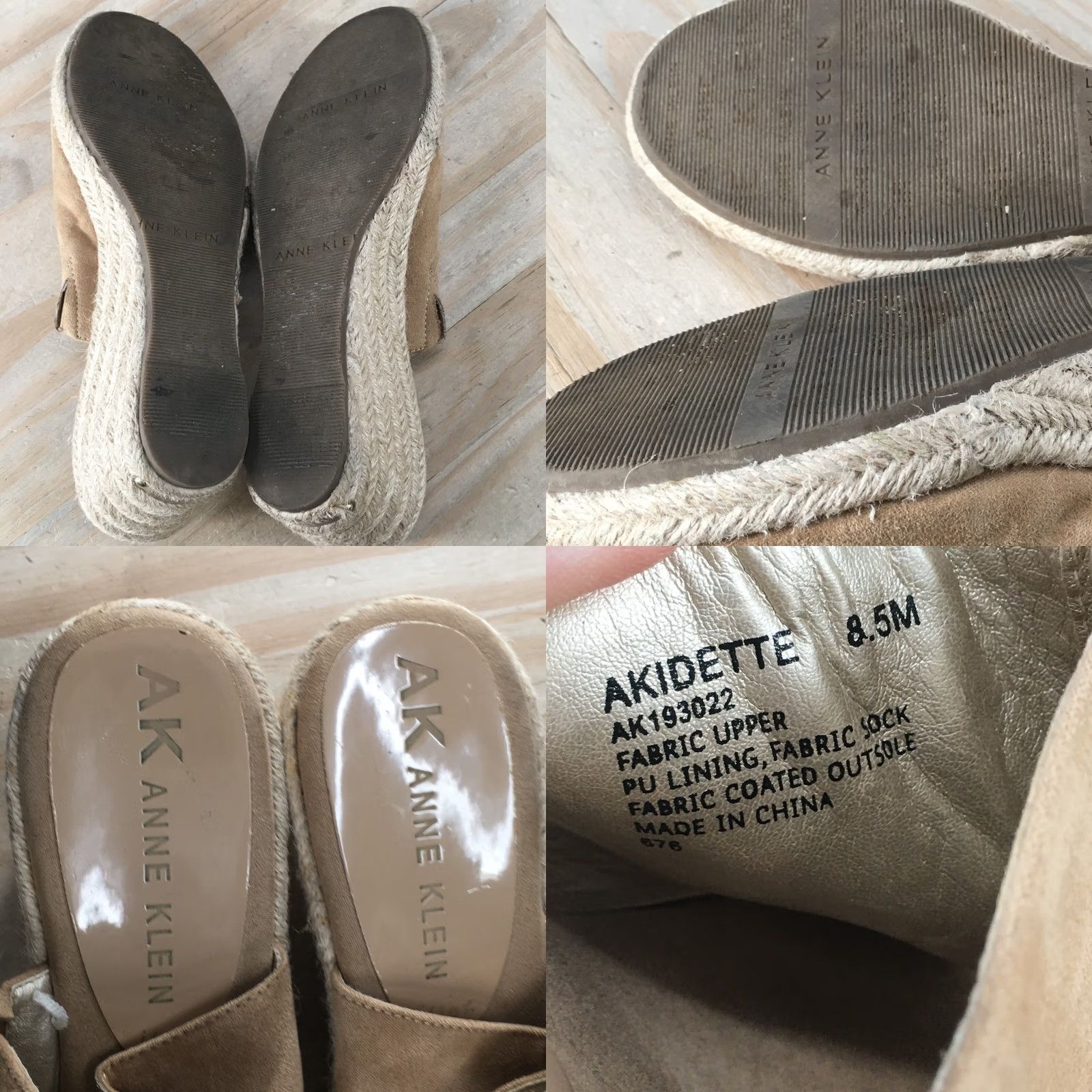Anne Klein Anne Klein Sandals Womens 8.5 M Akidette Wedge Espadrille Slide Beige Fabric Size US 9 / IT 39 - 9 Thumbnail