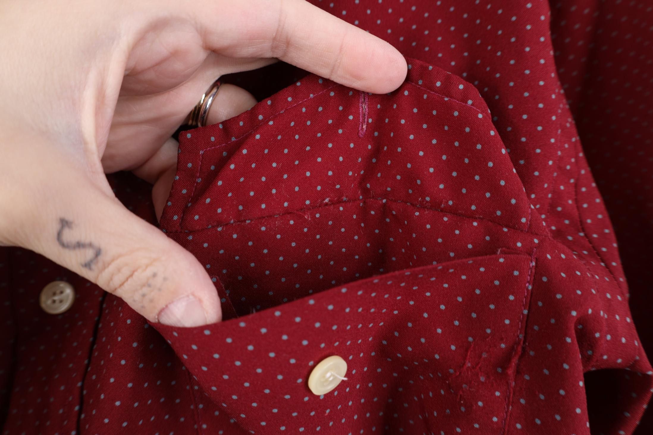 Givenchy Vintage 70s Givenchy Polka Dot Collared Button Shirt Red Size US S / EU 44-46 / 1 - 8 Thumbnail
