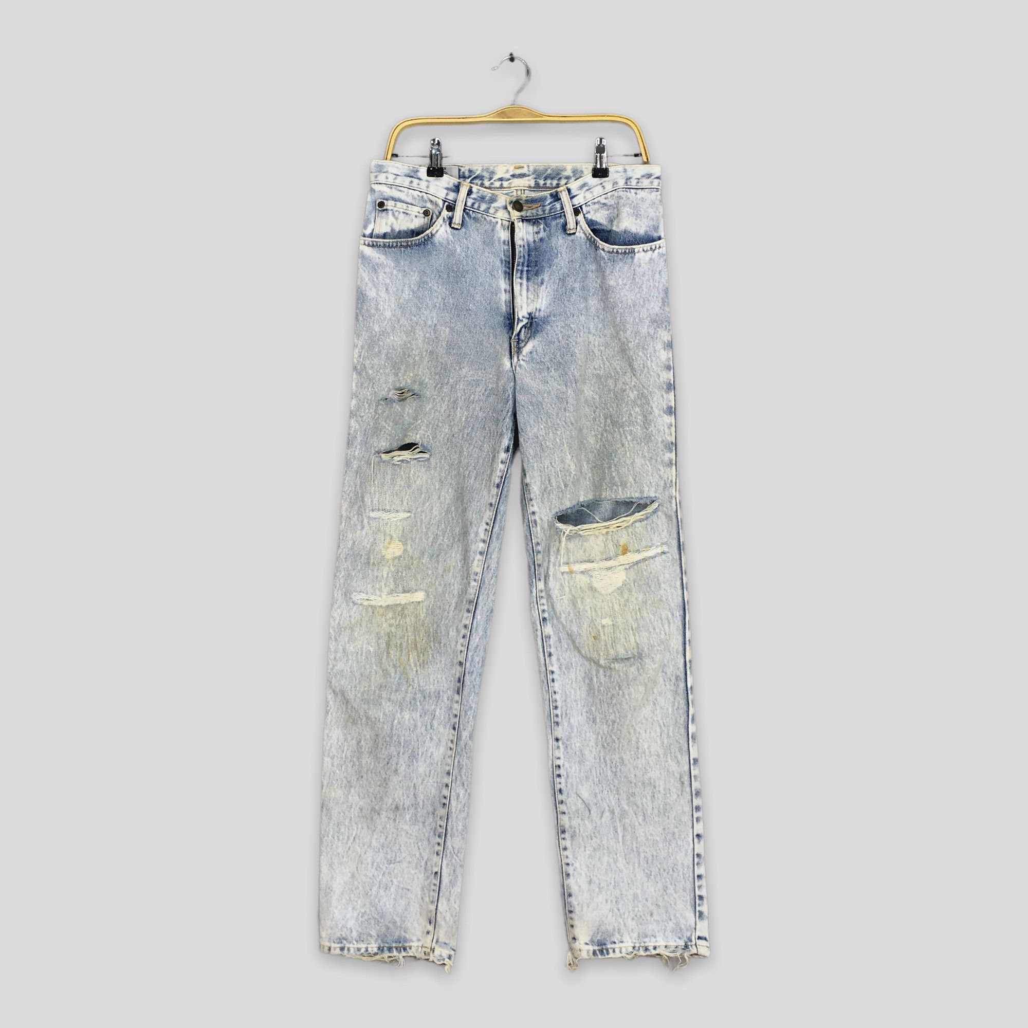 image of Distressed Denim x Edwin Size 31X31.5 Vintage 90's Edwin Classic Acid Wash Jeans in Blue, Men's