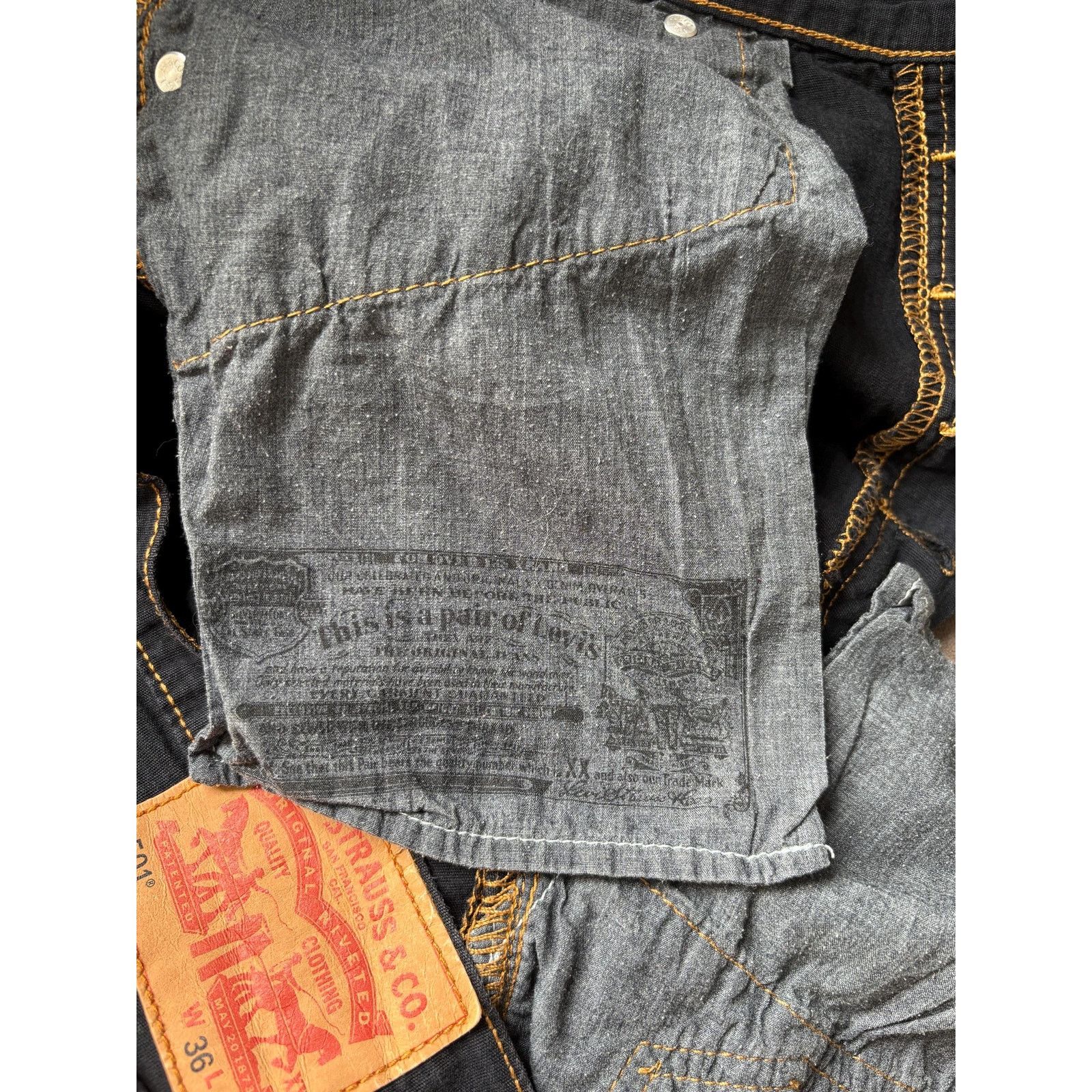 Levi's × Levi's Vintage Clothing × Vintage Levi’s 501 W36 L30 Black Pinstripe Button Fly Denim Jeans Size US 36 / EU 52 - 9 Thumbnail