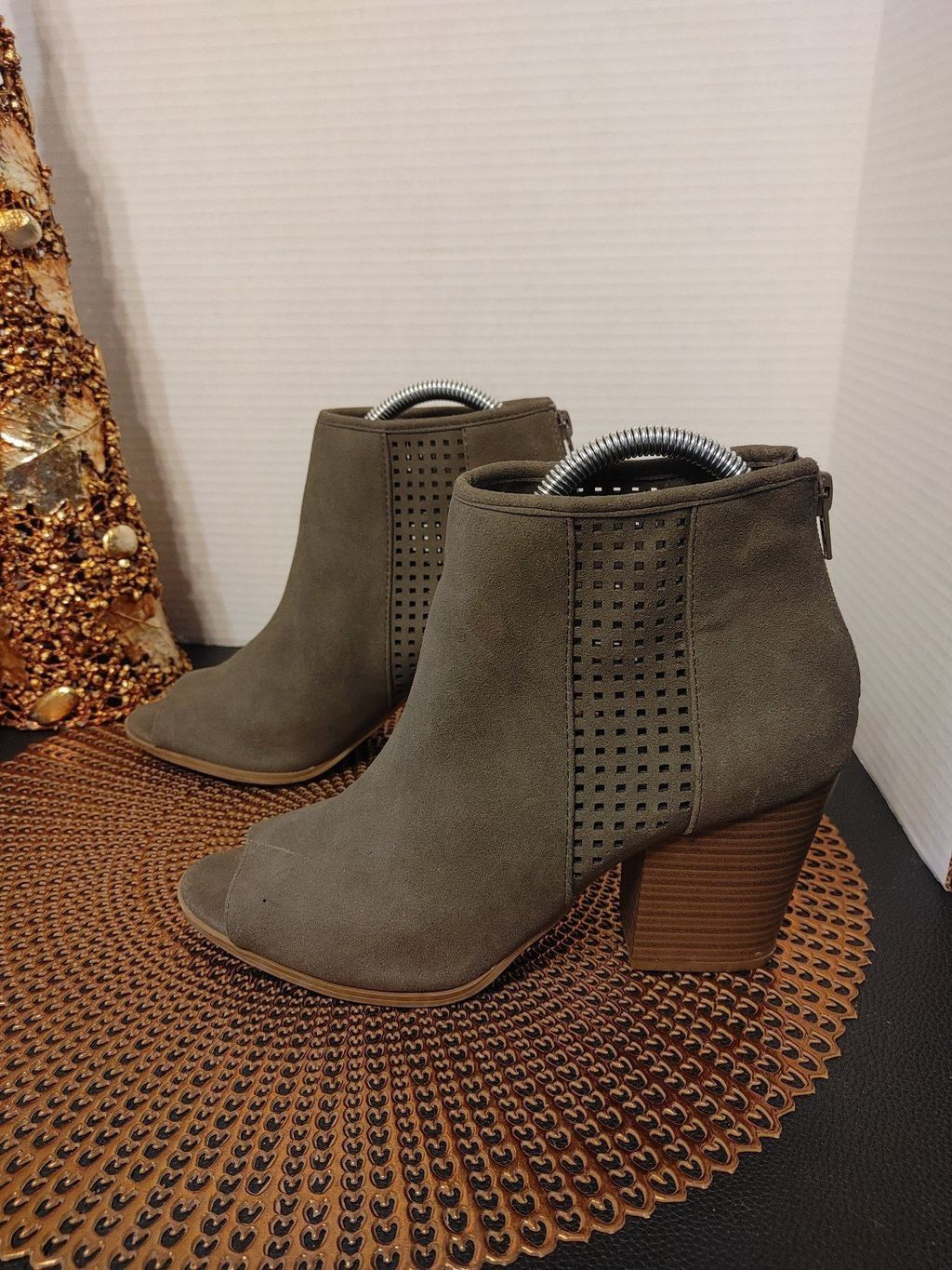 Jas MB Jasmine Jay sweet peep toe leather booties size 8.5 Size US 8.5 / IT 38.5 - 4 Thumbnail