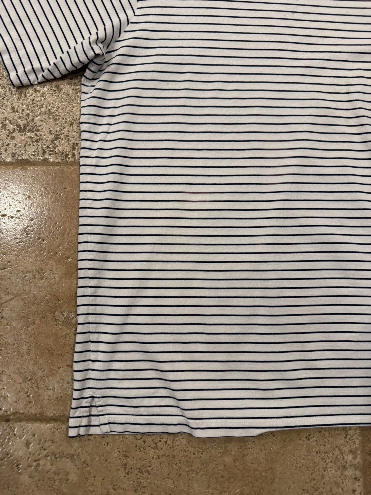 Prada Prada Striped Navy White Cotton Triangle Logo T-Shirt Size US XXL / EU 58 / 5 - 6 Thumbnail