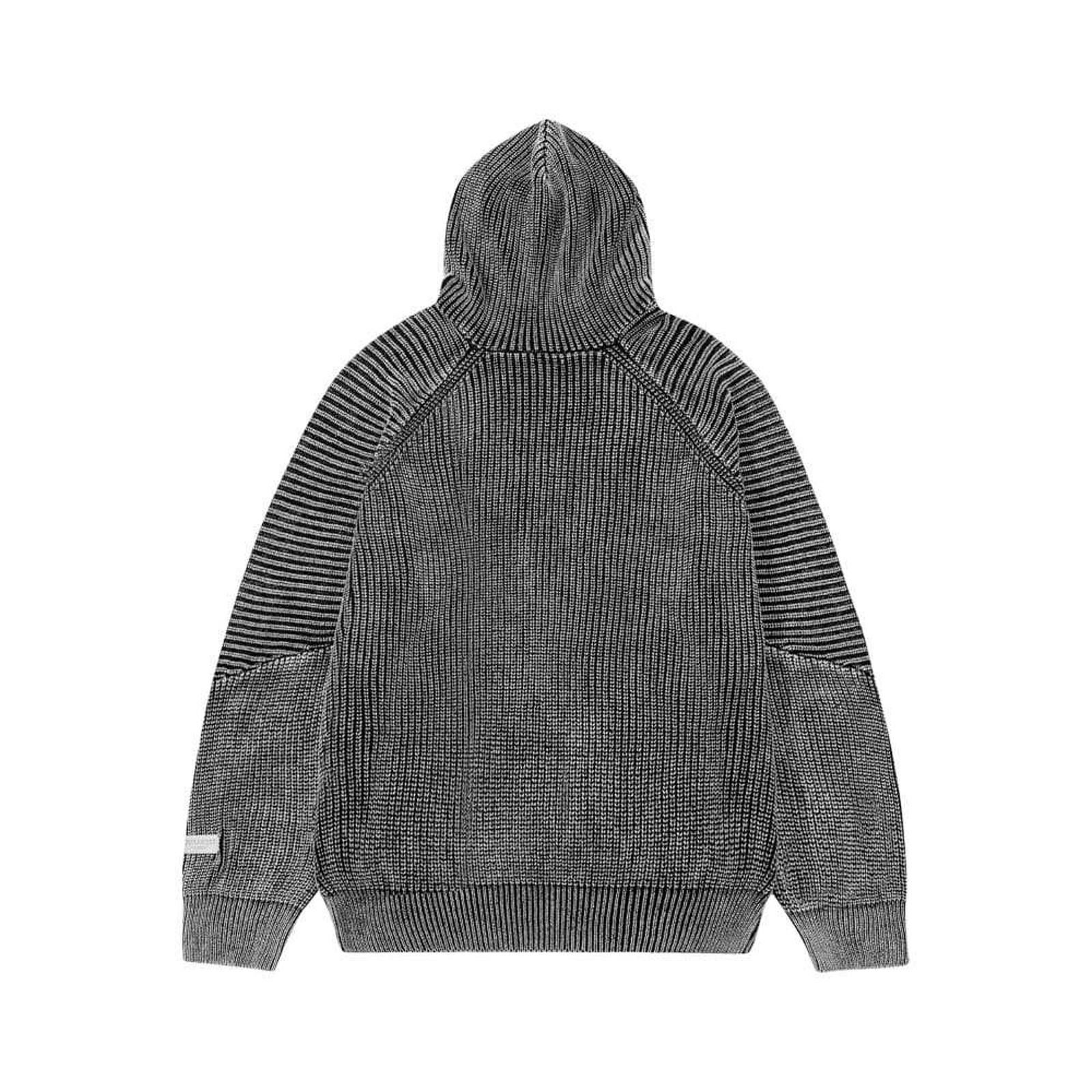 Japanese Brand Gray Ribbed Knit Hoodie Sweater, Casual Men's Pullover Size US M / EU 48-50 / 2 - 2 Thumbnail