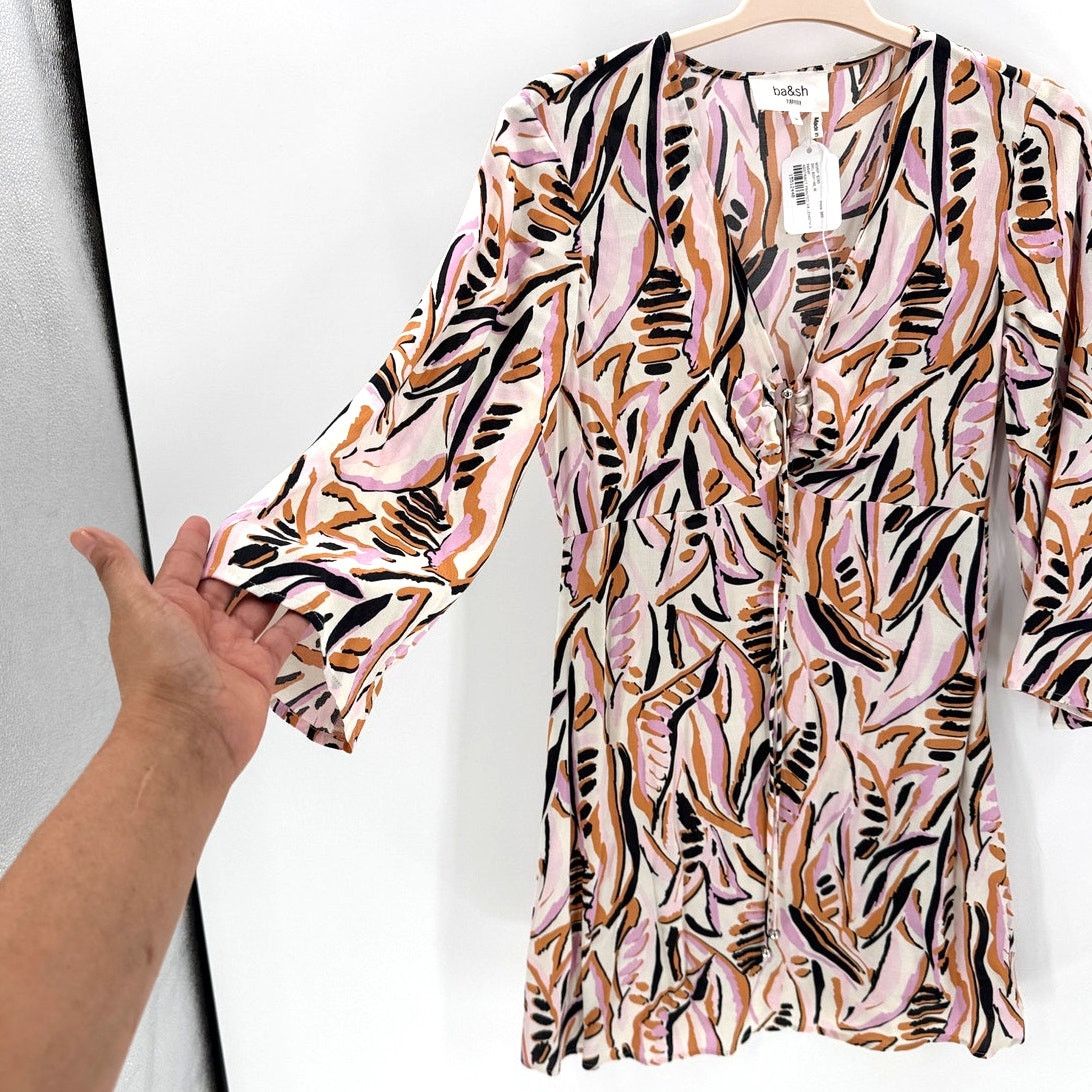 ba&sh ba&sh Thesee mini dress plunging neckline 3/4 sleeves size M Size M / US 6-8 / IT 42-44 - 3 Thumbnail