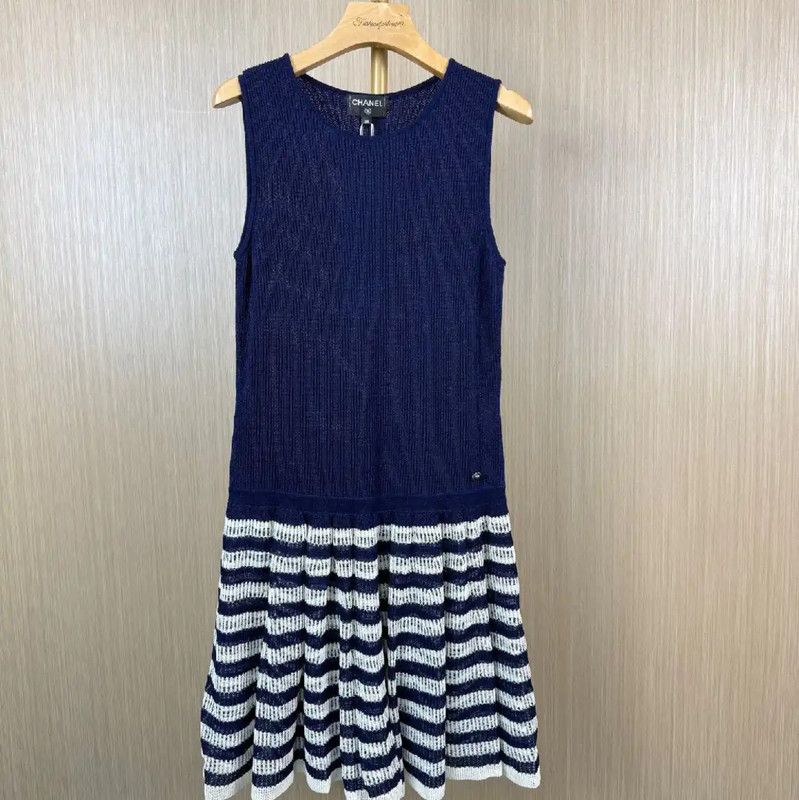 Chanel Chanel Cotton Striped Midi Dress for Women 0089 Size M / US 6-8 / IT 42-44 - 1 Thumbnail