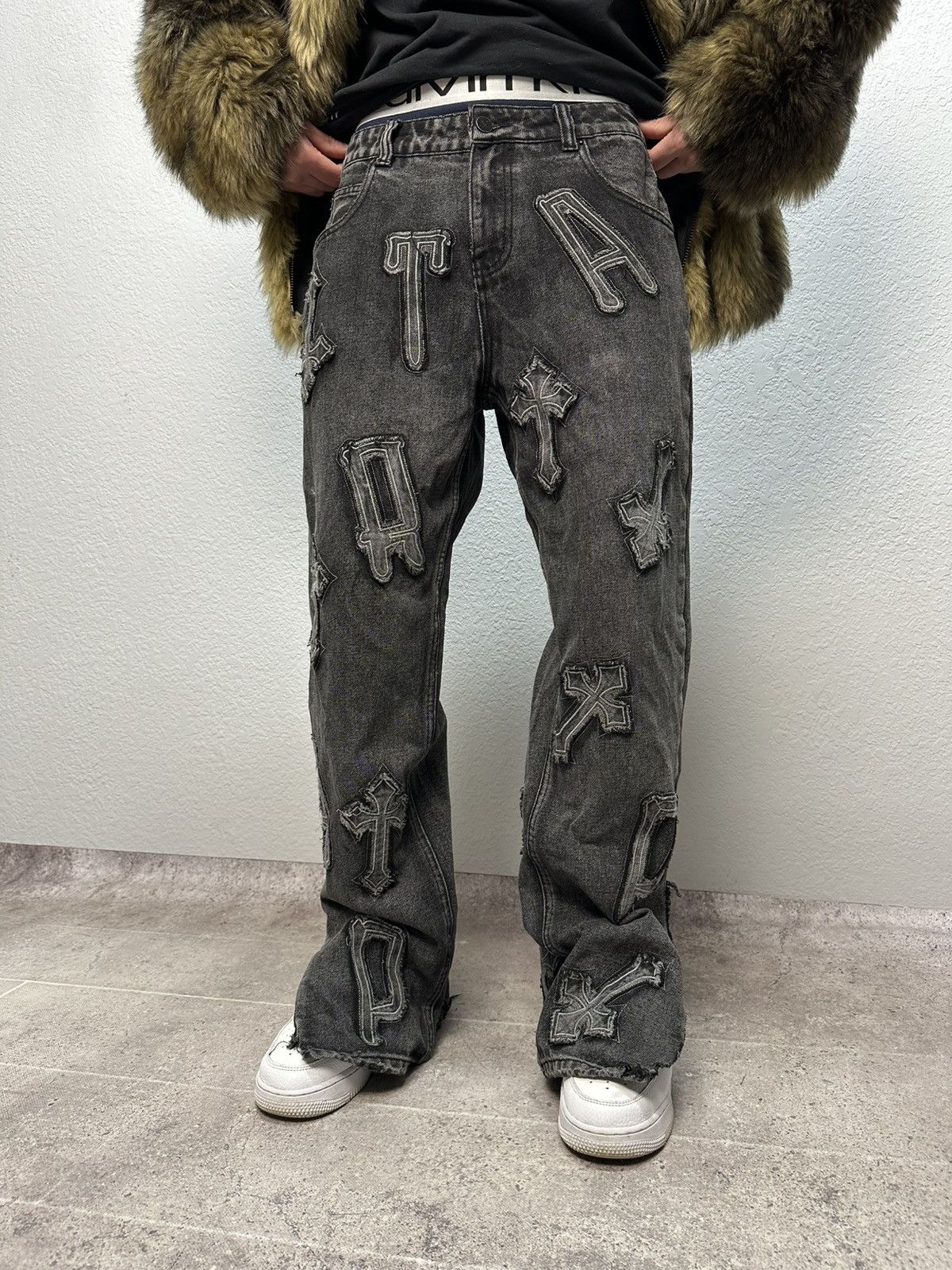 Vintage Vintage Trap Denim Jeans Chrome Hearts Style Big Logo Size US 31 - 4 Thumbnail