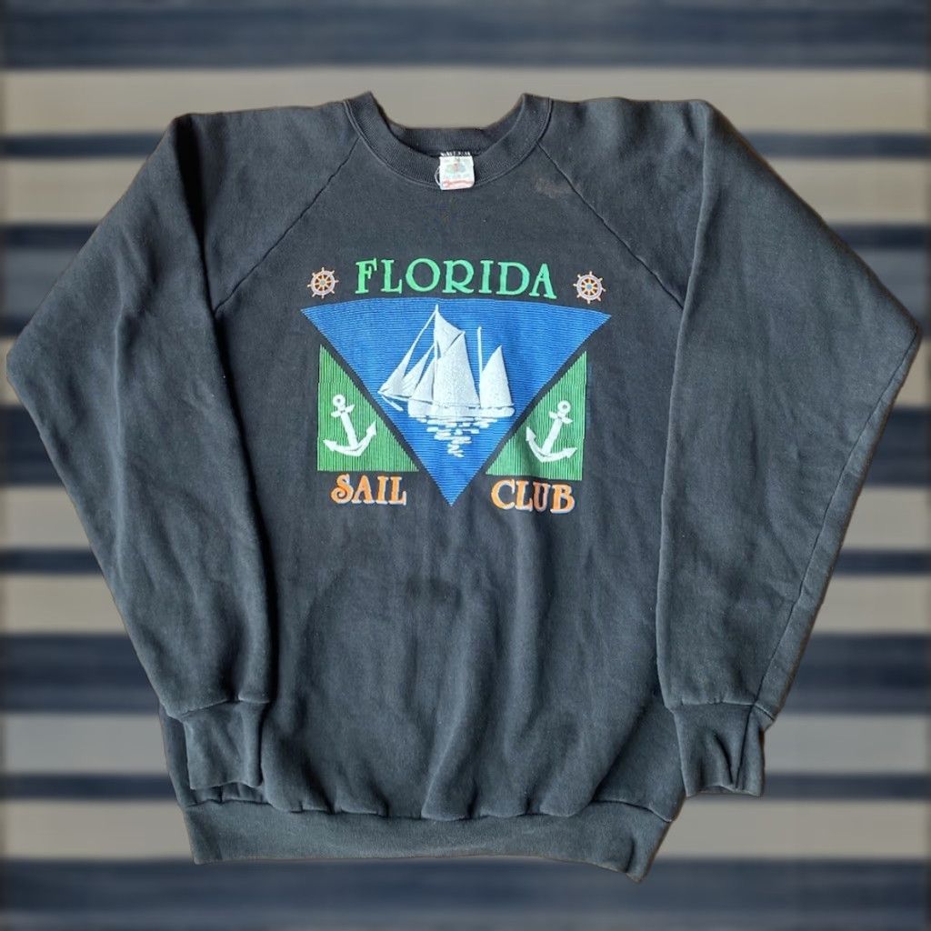Fruit Of The Loom VINTAGE Florida Souvenir Crewneck Sweatshirt XL Black 50/50 USA Nike Size US XL / EU 56 / 4 - 1 Thumbnail