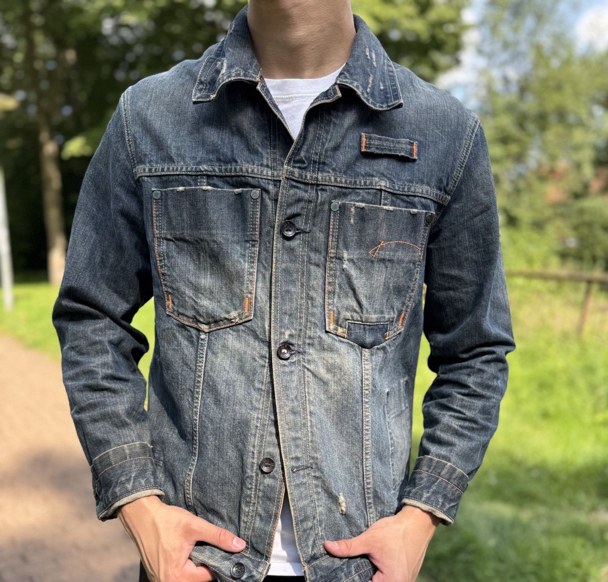 G-Star G-Star Raw Distressed Denim Jacket Vintage Size US L / EU 52-54 / 3 - 1 Thumbnail