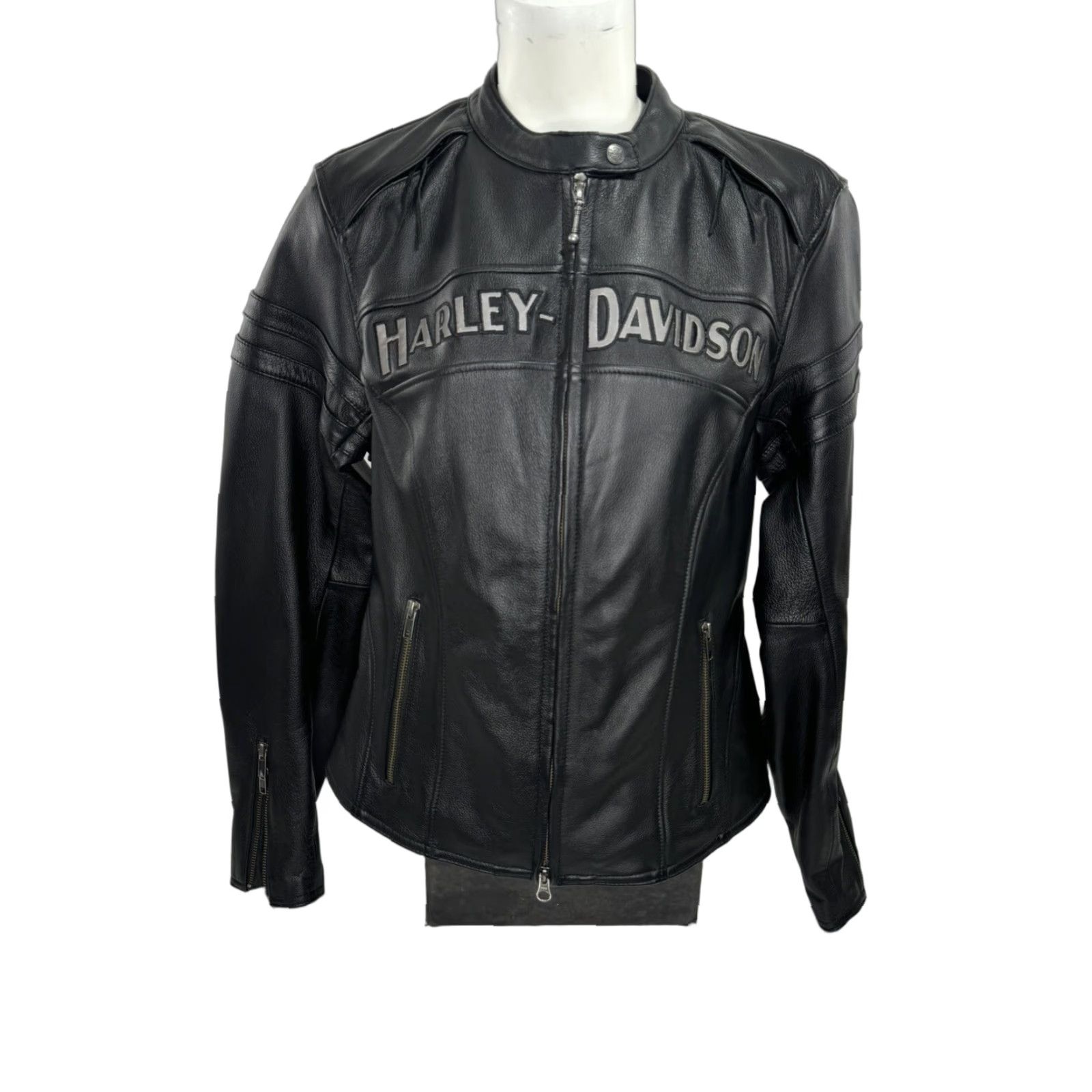 Harley Davidson HARLEY-DAVIDSON Embroidered LEATHER Womens L Motorcycle Jacket - MINT, Black, Motorcycle, Jacket, Women, Harley-Davidson, XS/Adult L Size L / US 10 / IT 46 - 1 Thumbnail