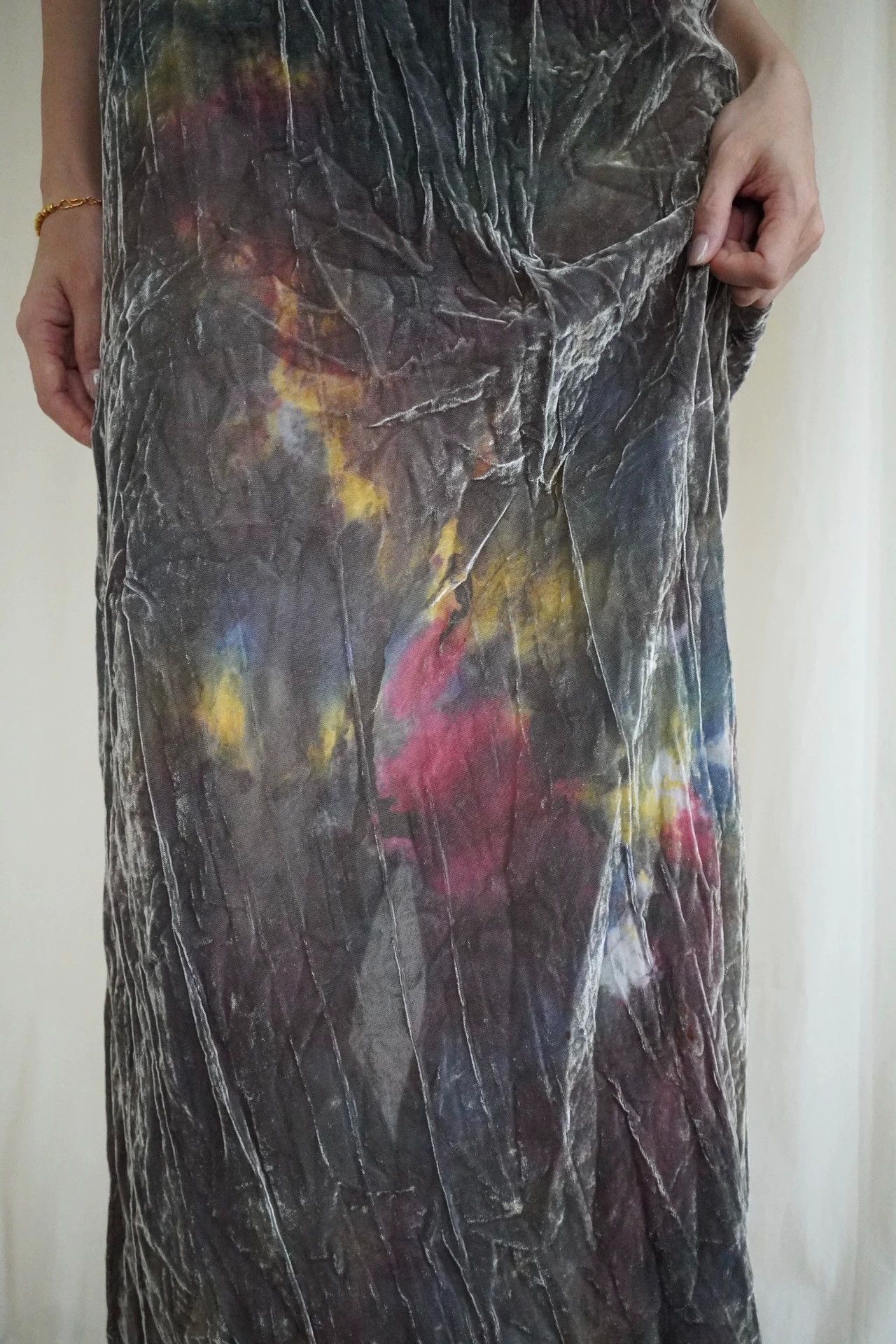 Comme des Garcons CDG 1994 AW Watercolor Velvet Skirt Gray Size Free Size ONE SIZE - 9 Thumbnail