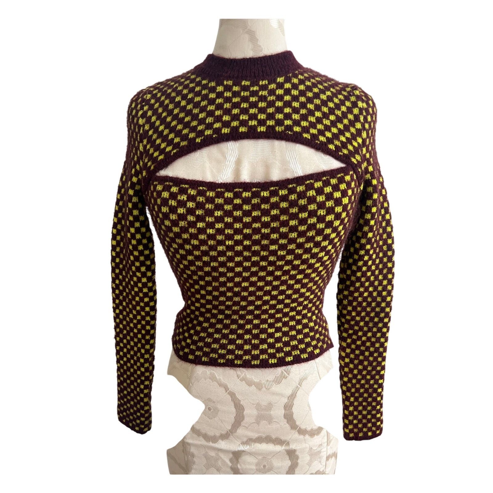 Zara Zara Cut Out Checkered Knit Long Sleeve Sweater S Size S / US 4 / IT 40 - 1 Thumbnail