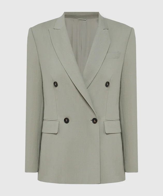 o1w1db10825 Woven Jacket Wool in Open Green