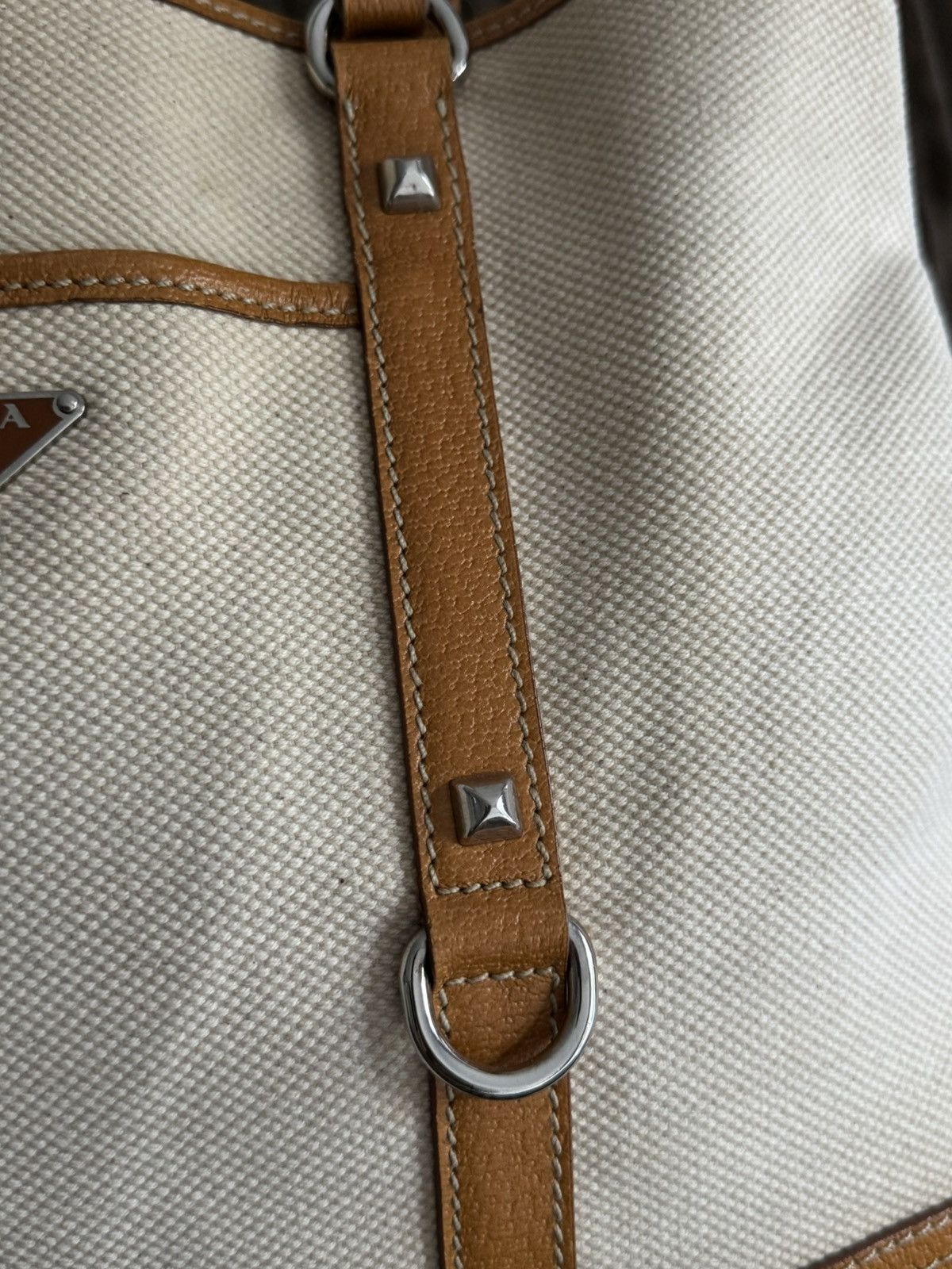 Prada × Vintage Vintage Prada Totebag Pocket Canvas Leather Size ONE SIZE - 5 Thumbnail
