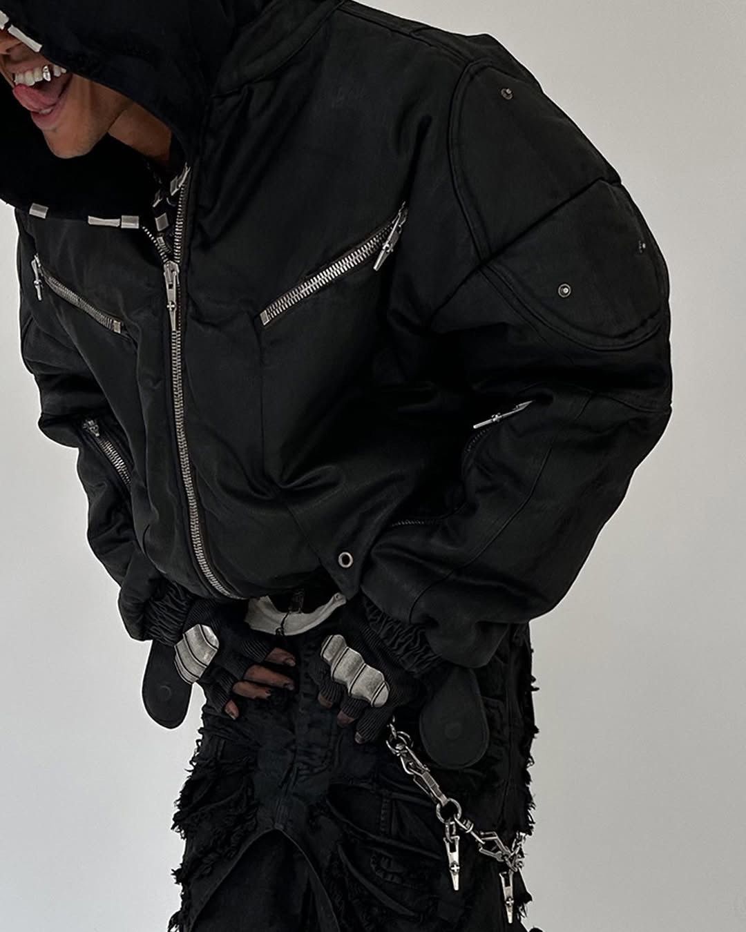SHINE LUXURY RARE Shine Luxury “METHADONE” Layered Moto Bomber Jacket Size US S / EU 44-46 / 1 - 4 Thumbnail