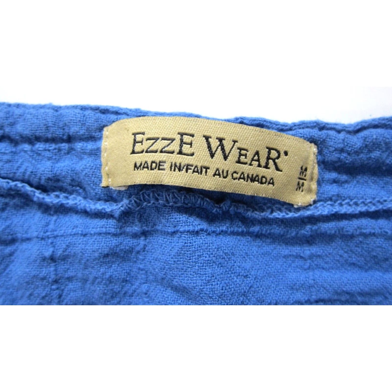 Vintage Ezze Wear 100% Cotton Blue Pocket Asymmetric 3/4 Sleeve Tunic Blouse Medium Size M / US 6-8 / IT 42-44 - 3 Thumbnail