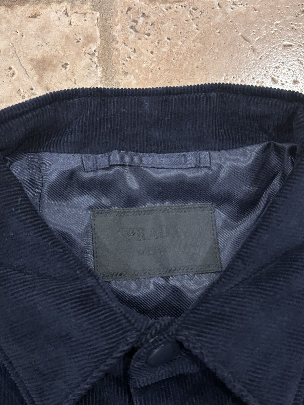 Prada Prada Corduroy Logo Snap Button Up Navy Shirt Jacket Size US L / EU 52-54 / 3 - 9 Thumbnail