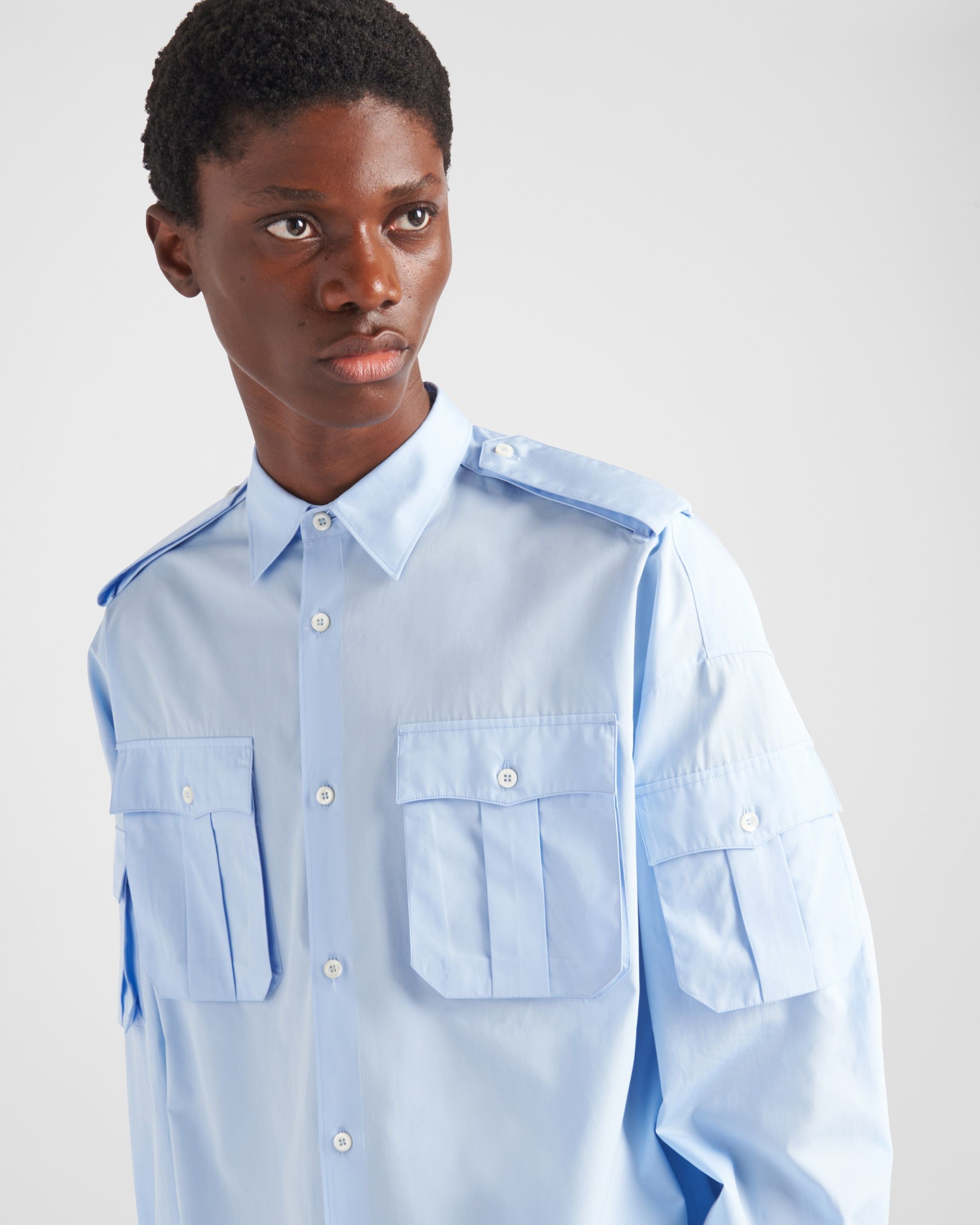Prada o1bcso1str1025 Popeline Cotton Shirt in Blue Size US XL / EU 56 / 4 - 3 Thumbnail