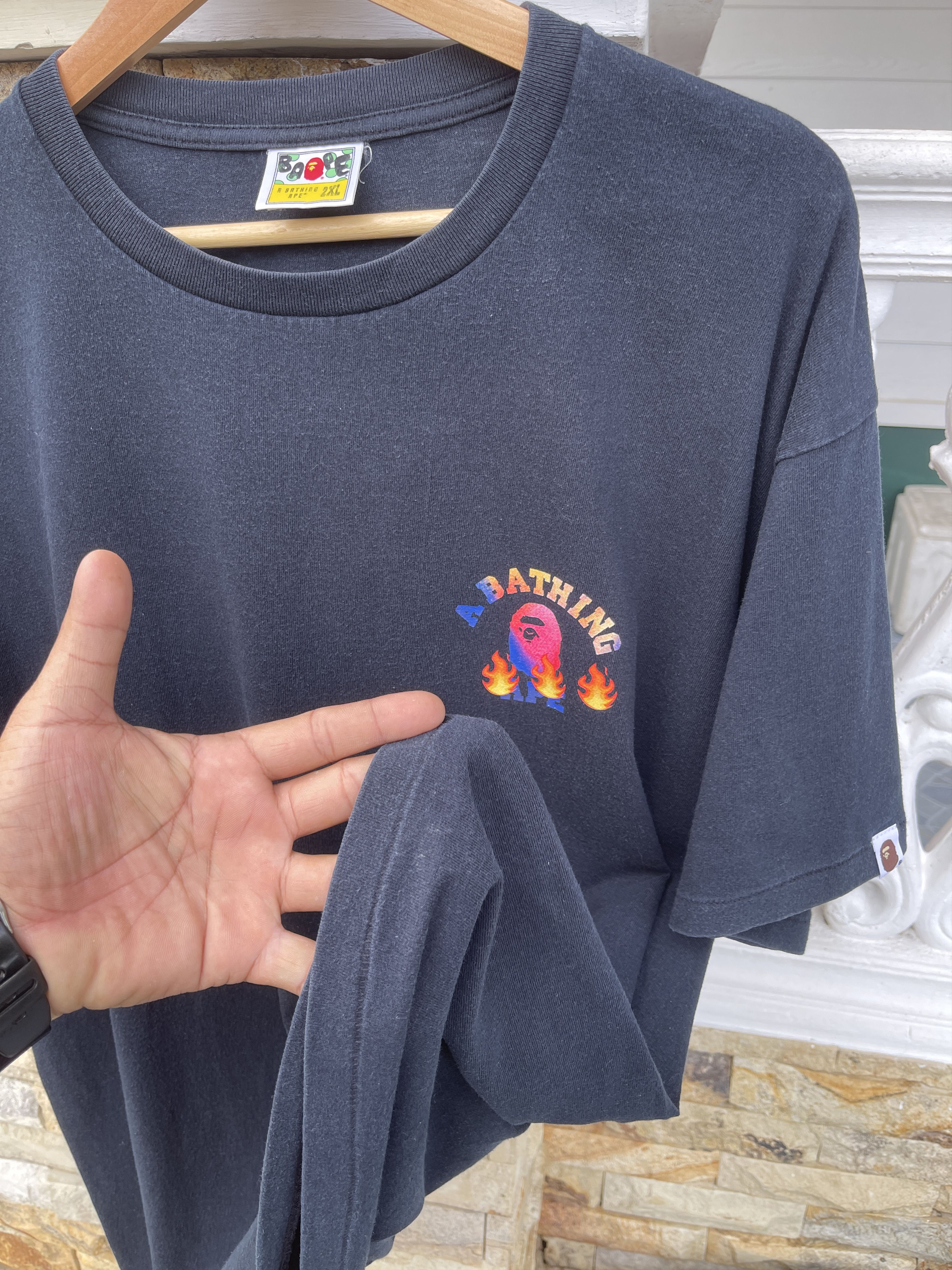 Bape Last Drop🔥Rare🔥Vintage Bape Fire College Emoji T-Shirt Size US XXL / EU 58 / 5 - 11 Thumbnail