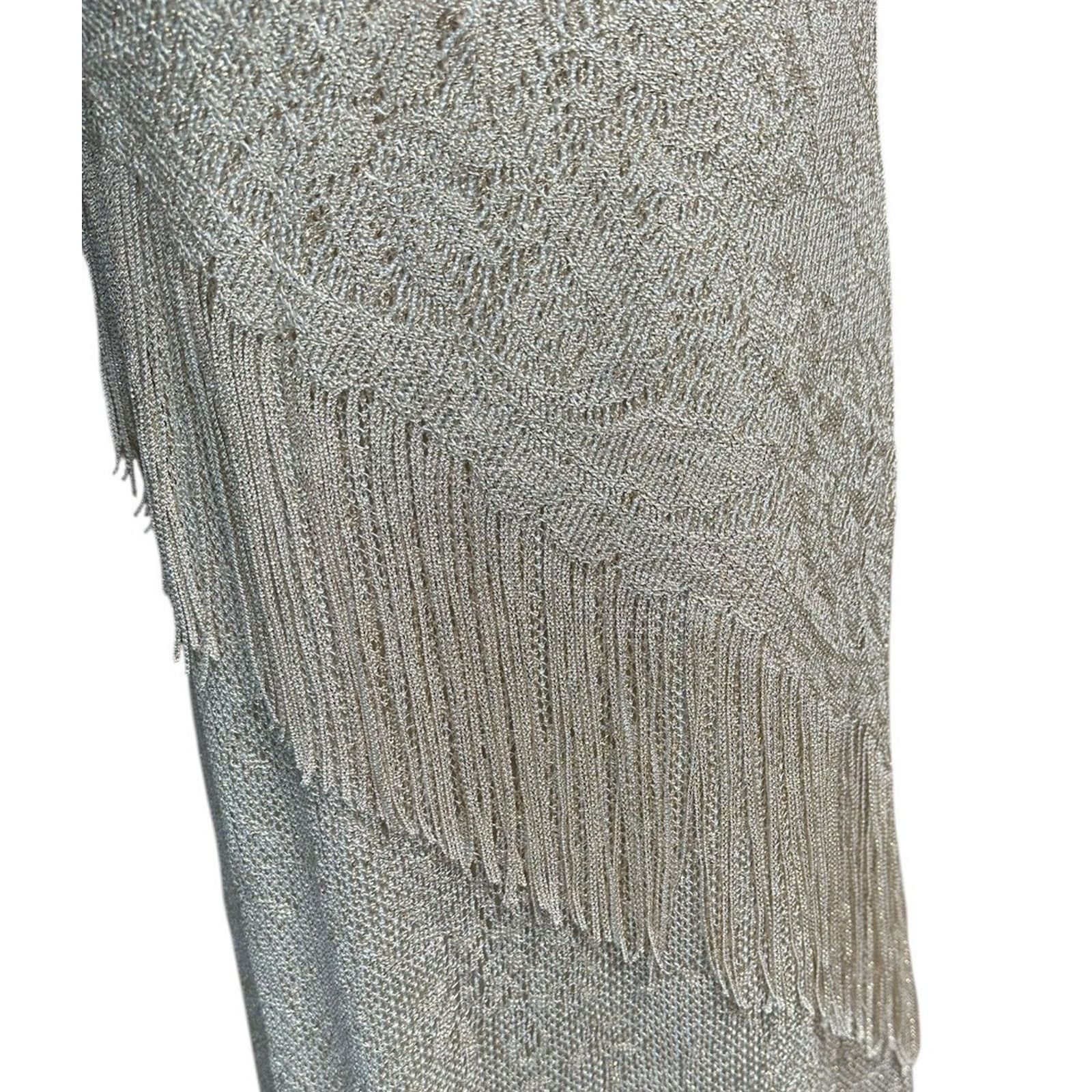 Other Vtg SL Fashions Cream Gold Sparkly Formal Dress w/ Fringe 6 Size M / US 6-8 / IT 42-44 - 7 Thumbnail