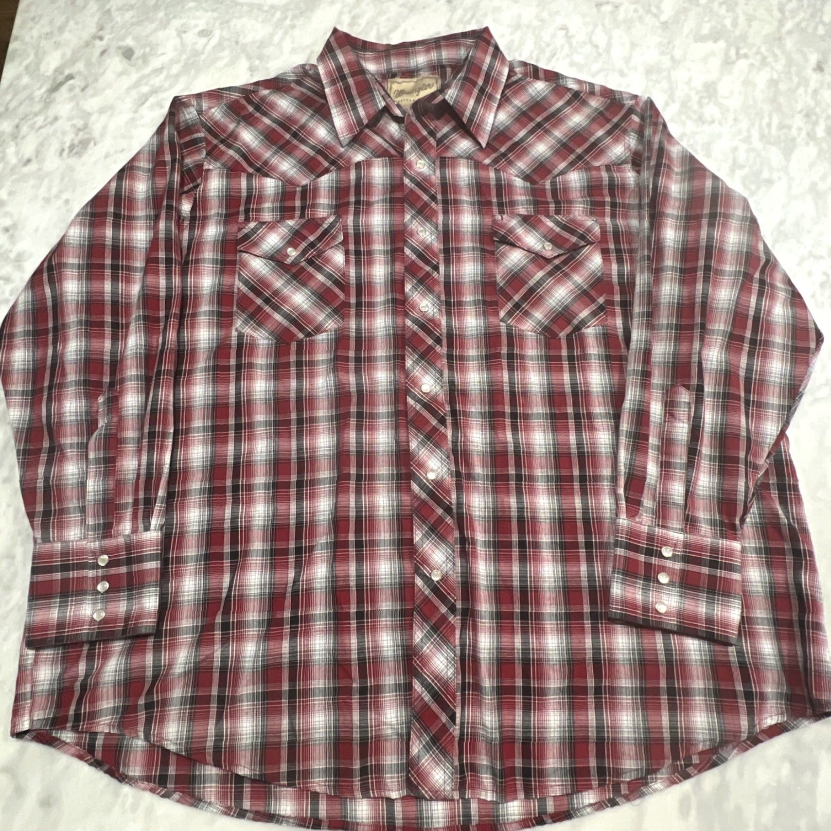 Wrangler Wrangler Western Shirt Men 2XL Pearl Snap Long Sleeve Pockets Cotton Polyester Shirt Mens Regular Color Multicolor Western 2XL Pearl Snap Size US XXL / EU 58 / 5 - 3 Thumbnail