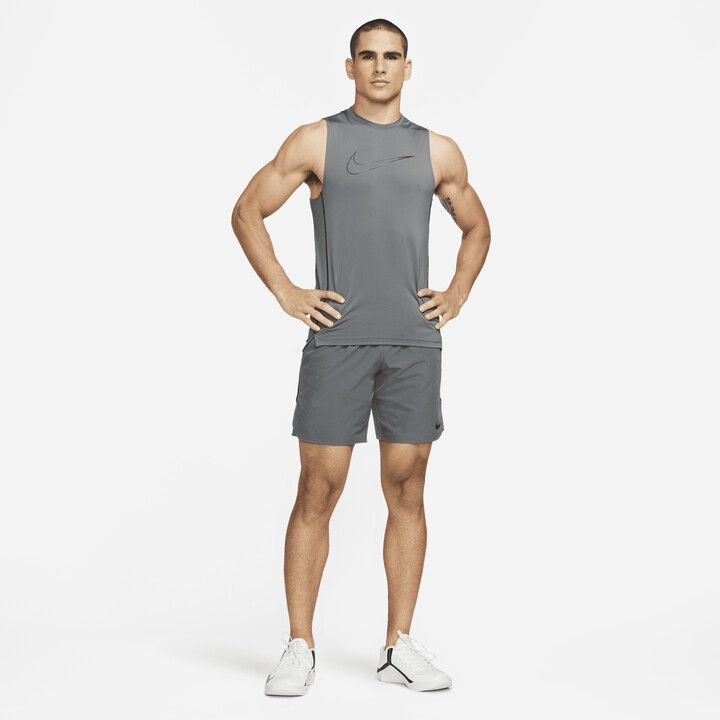 Nike NIKE Men's Pro Dri-FIT Slim Fit Sleeveless Top in Iron Grey Size US M / EU 48-50 / 2 - 2 Thumbnail