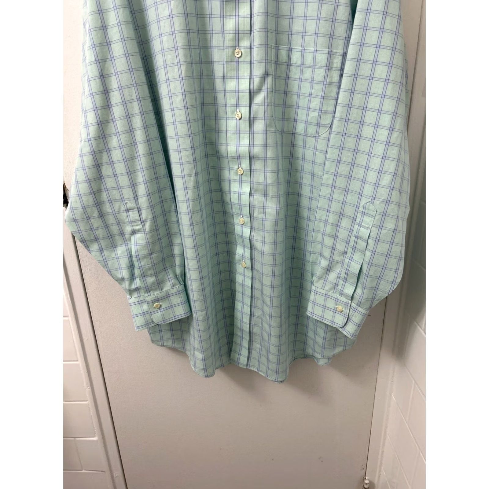 Brooks Brothers Brooks Brothers Shirt Mens 16.5 Green Plaid Non Iron All Cotton Button Up L/S Size US XL / EU 56 / 4 - 3 Thumbnail