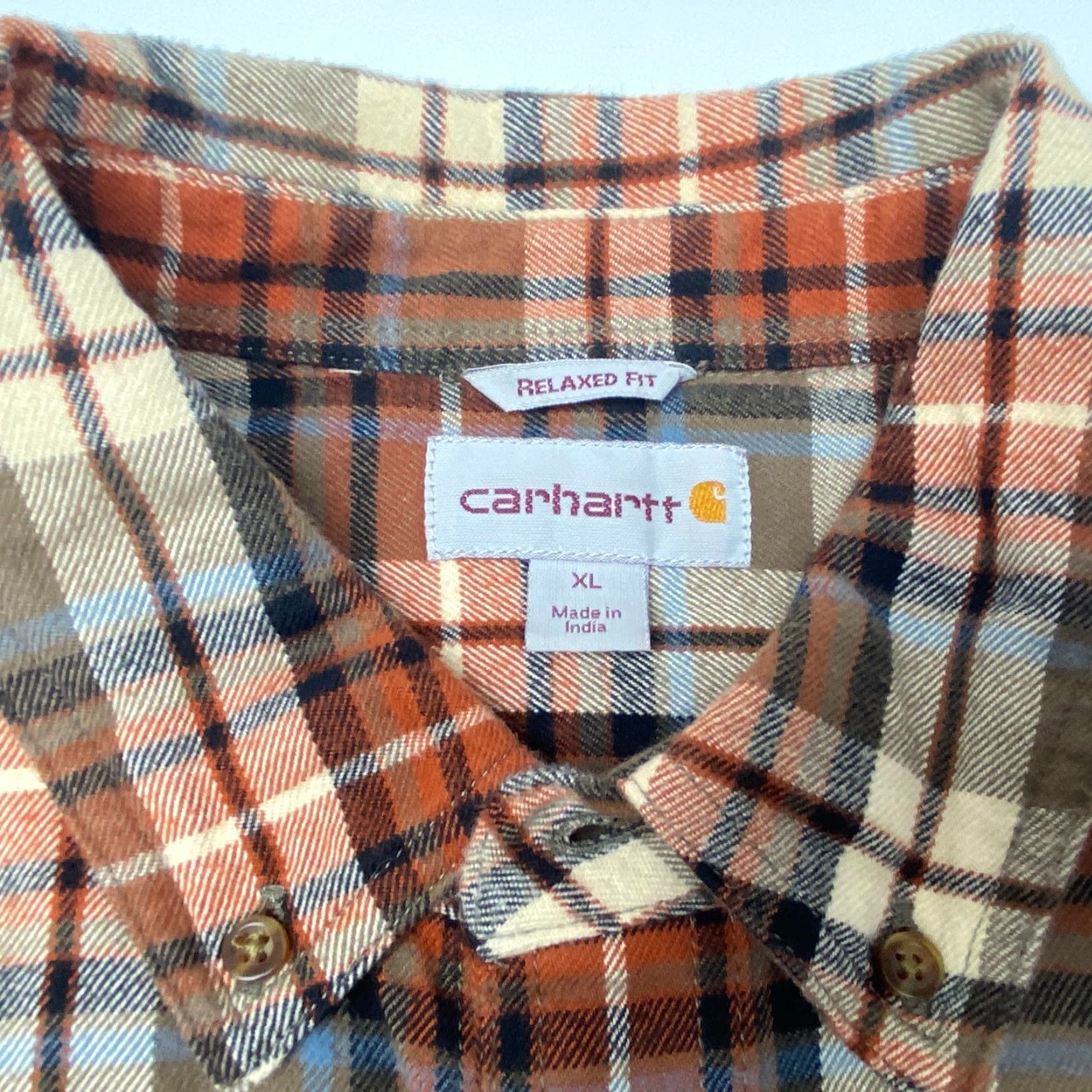 Carhartt VINTAGECarhartt Flannel Shirt Mens XL Brown Relaxed Fit Plaid Button Up Cotton 102217 Size US XL / EU 56 / 4 - 6 Thumbnail