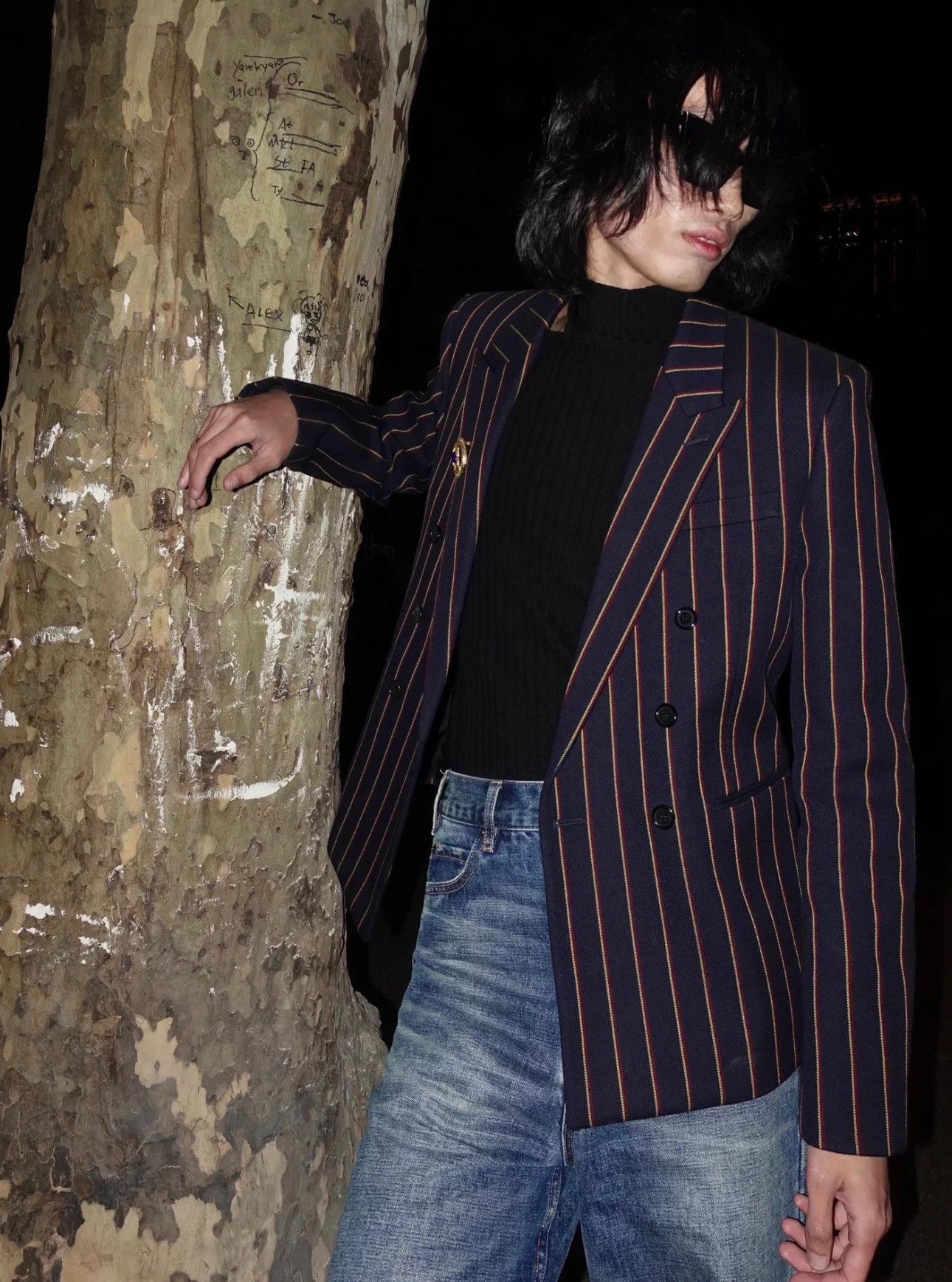 Saint Laurent Paris Saint Laurent YSL Striped Double-Breasted Suit 48 Size 48R - 3 Thumbnail