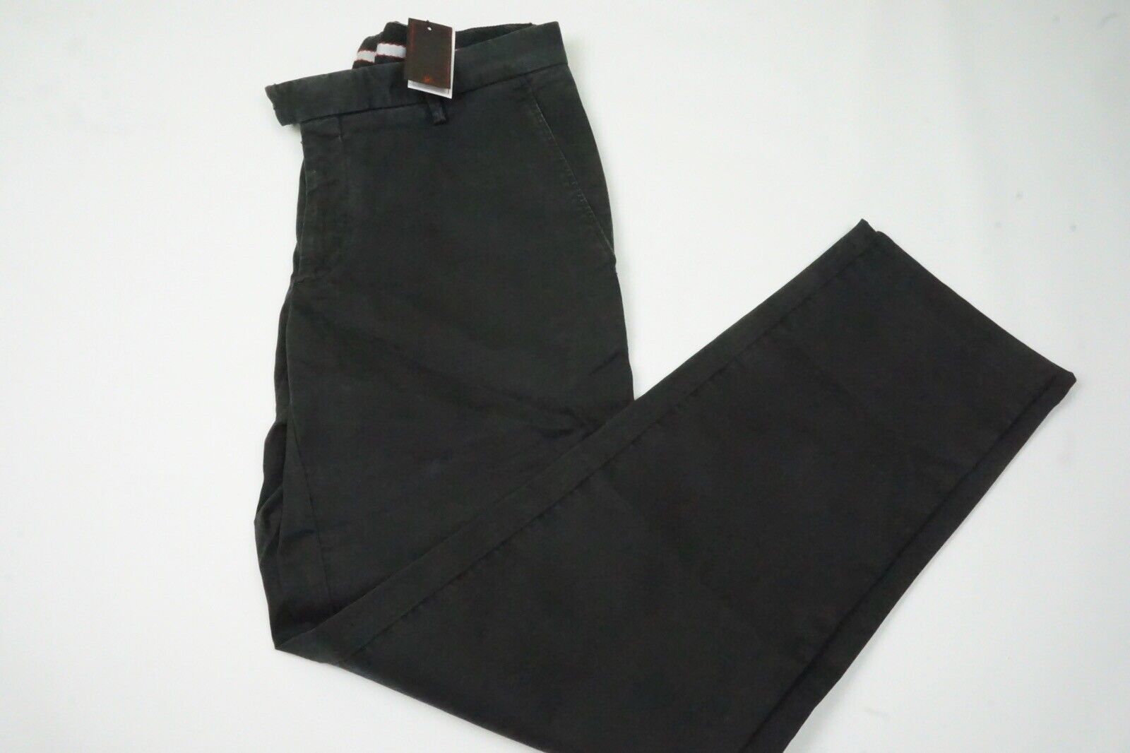 image of Isaia Tinto Slim Washed Black Cotton Blend Casual Men Chino (Size 32)